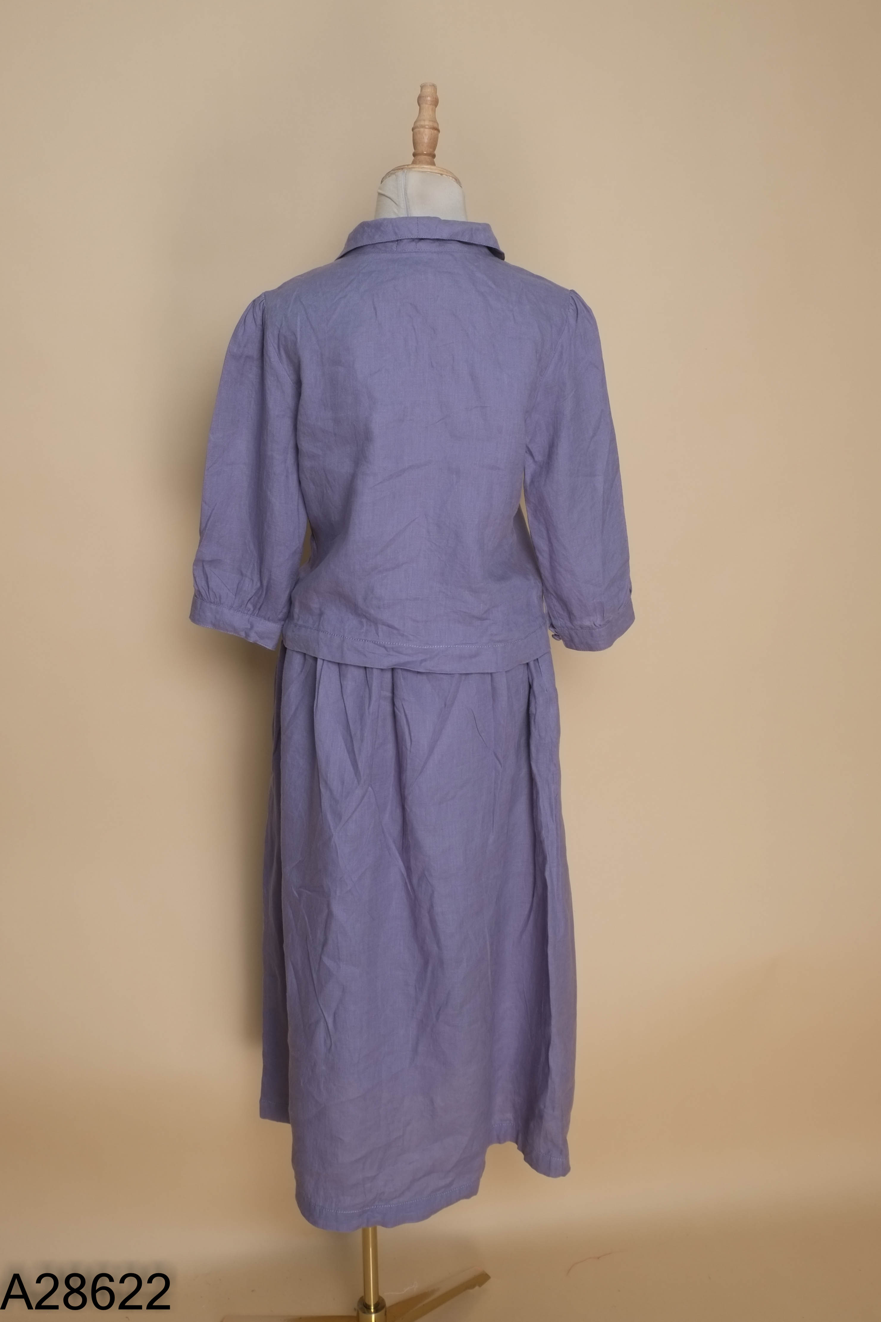 Set Áo linen xanh cổ sen + quần dài