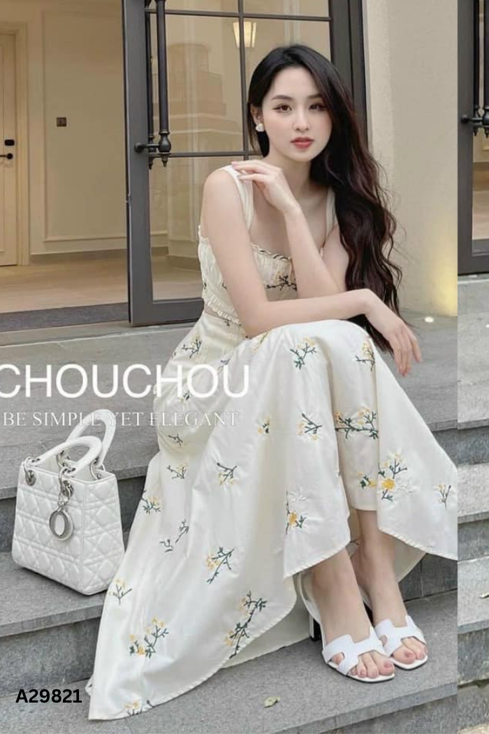 NEWTAG SET Áo be họa tiết hoa + chân váy