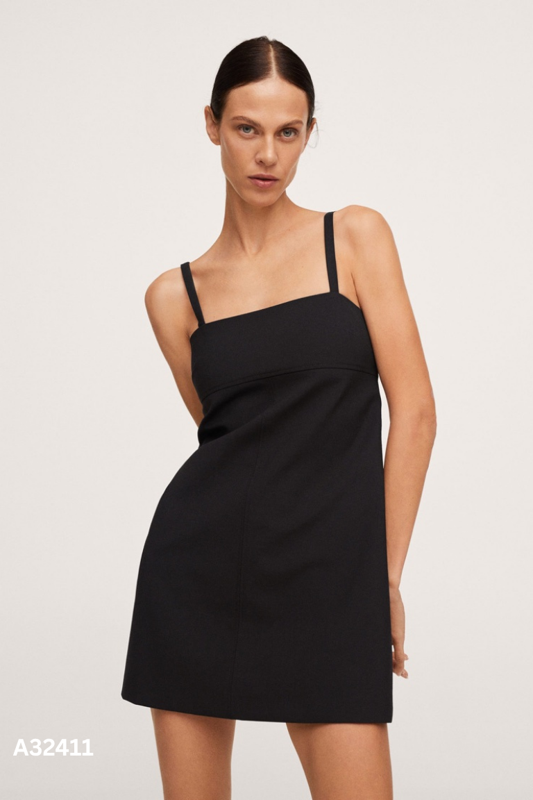 Váy PERNILLE x MANGO đen hai dây