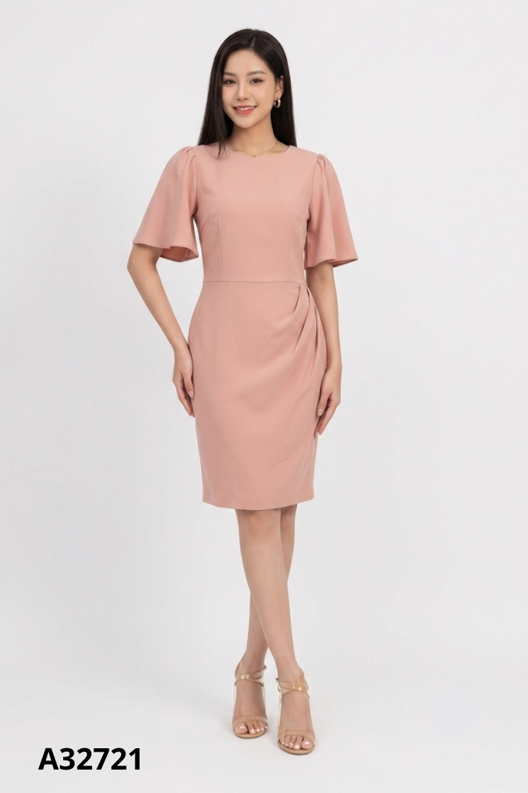Váy hồng trơn dáng dài