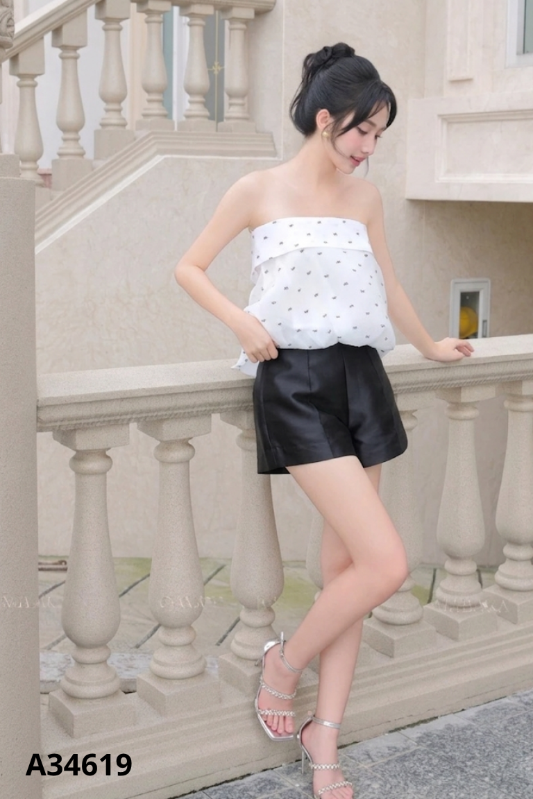 Quần shorts taffta MOIRE đen