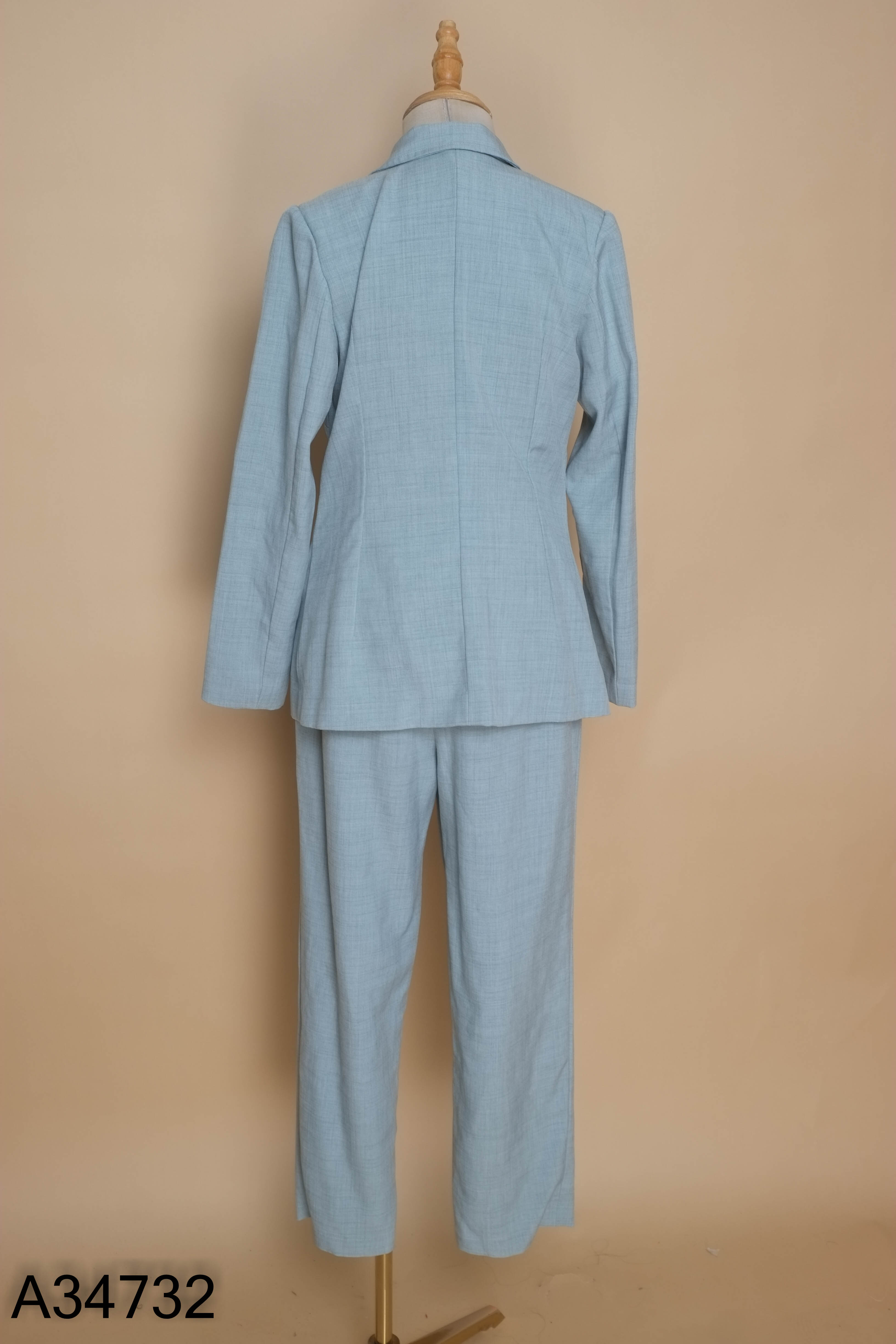Set áo blazer + quần dài xanh kẻ