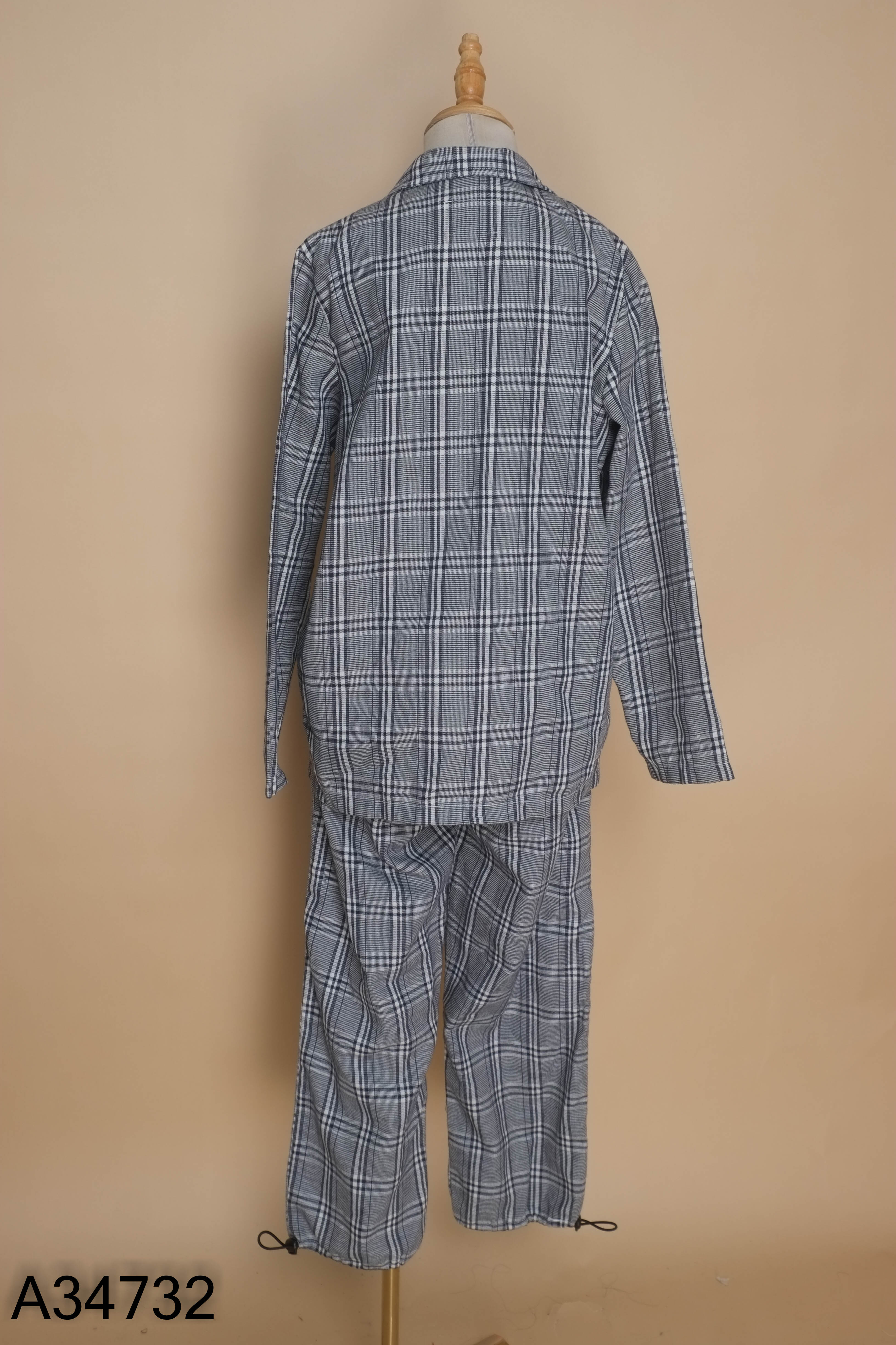 Set áo blazer + quần dài xanh caro