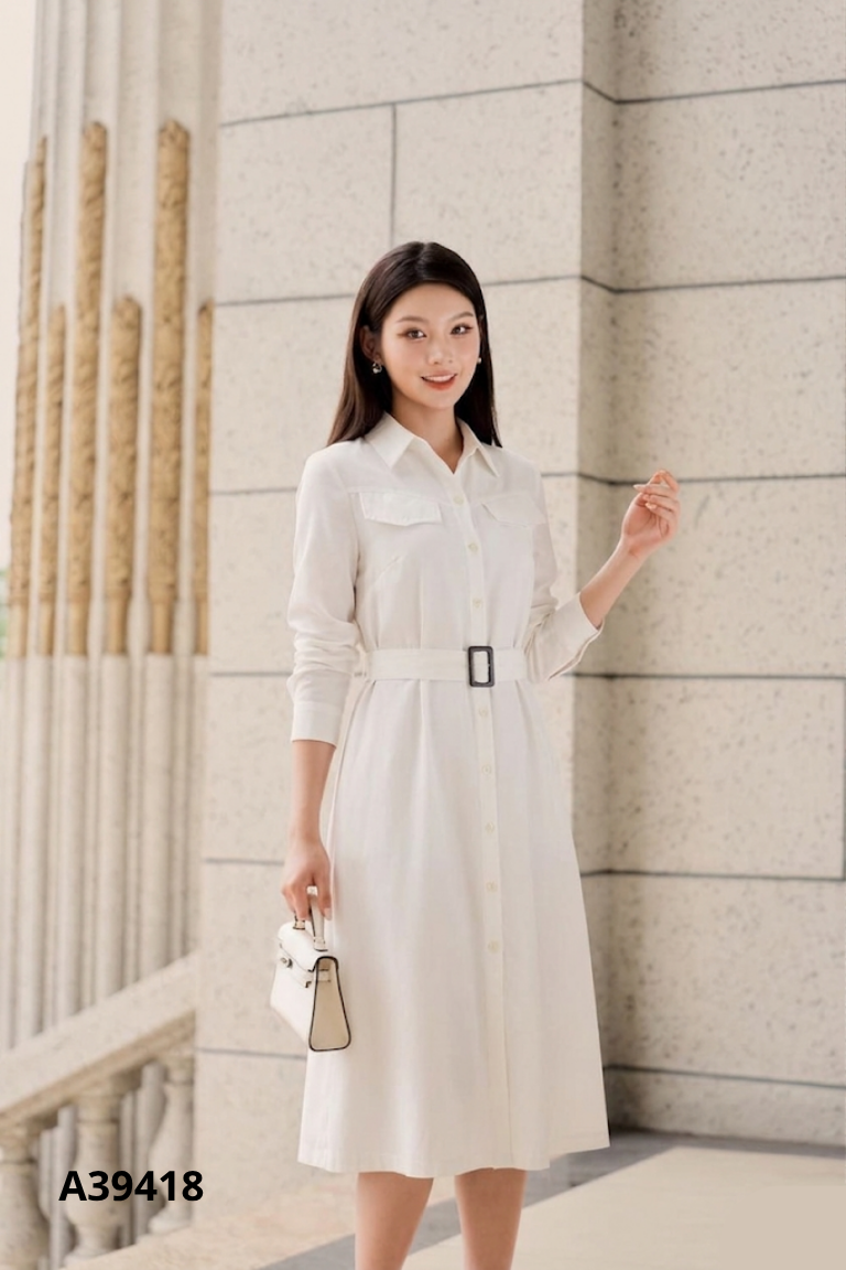 Váy be cổ bẻ phối cúc