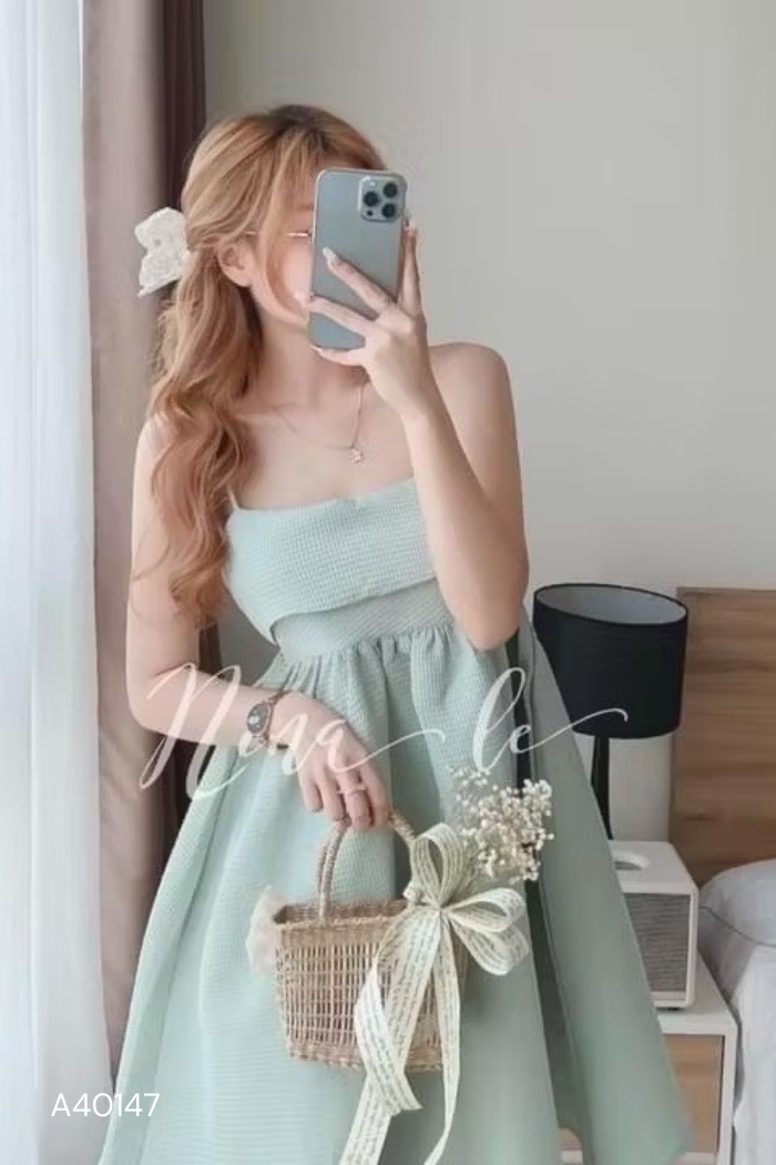 Váy 2 dây babydoll xanh