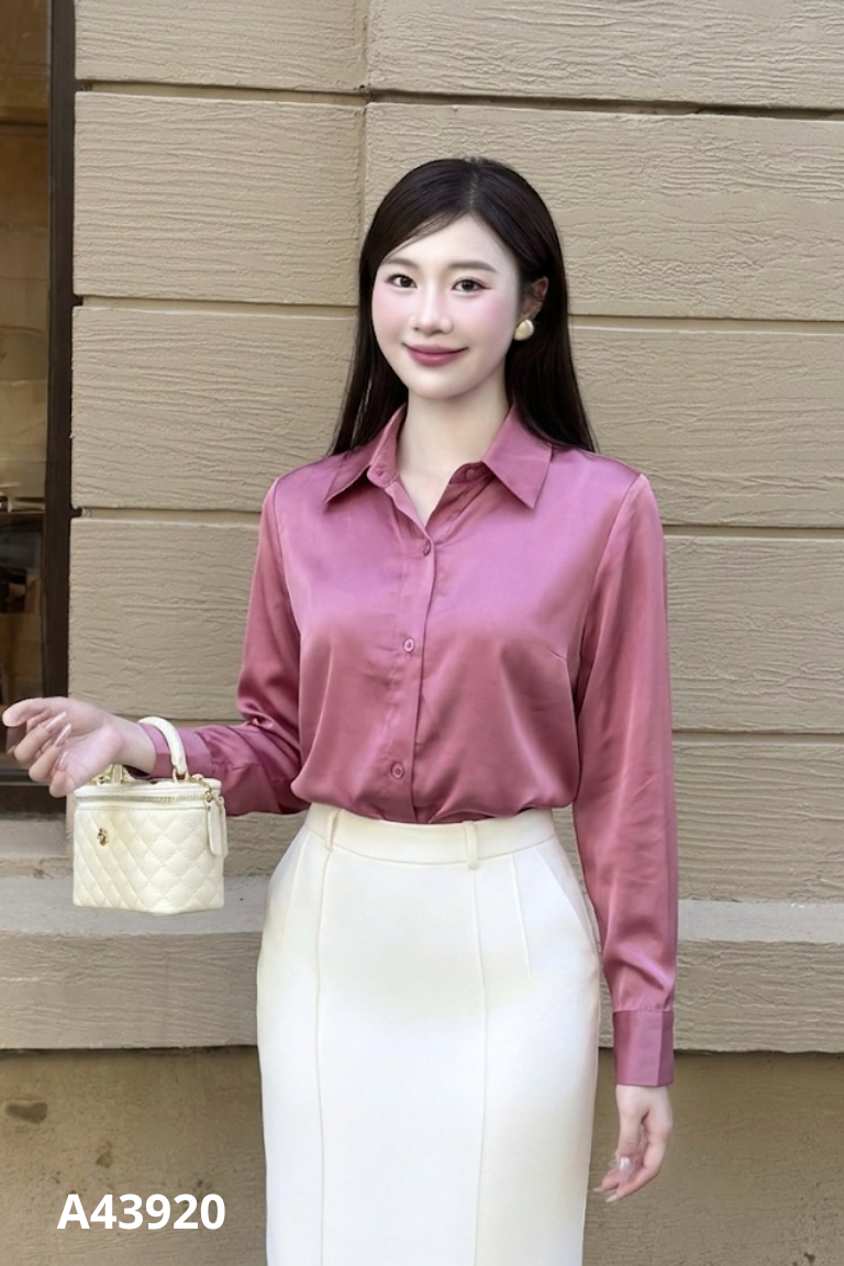 Áo sơ mi lụa tím