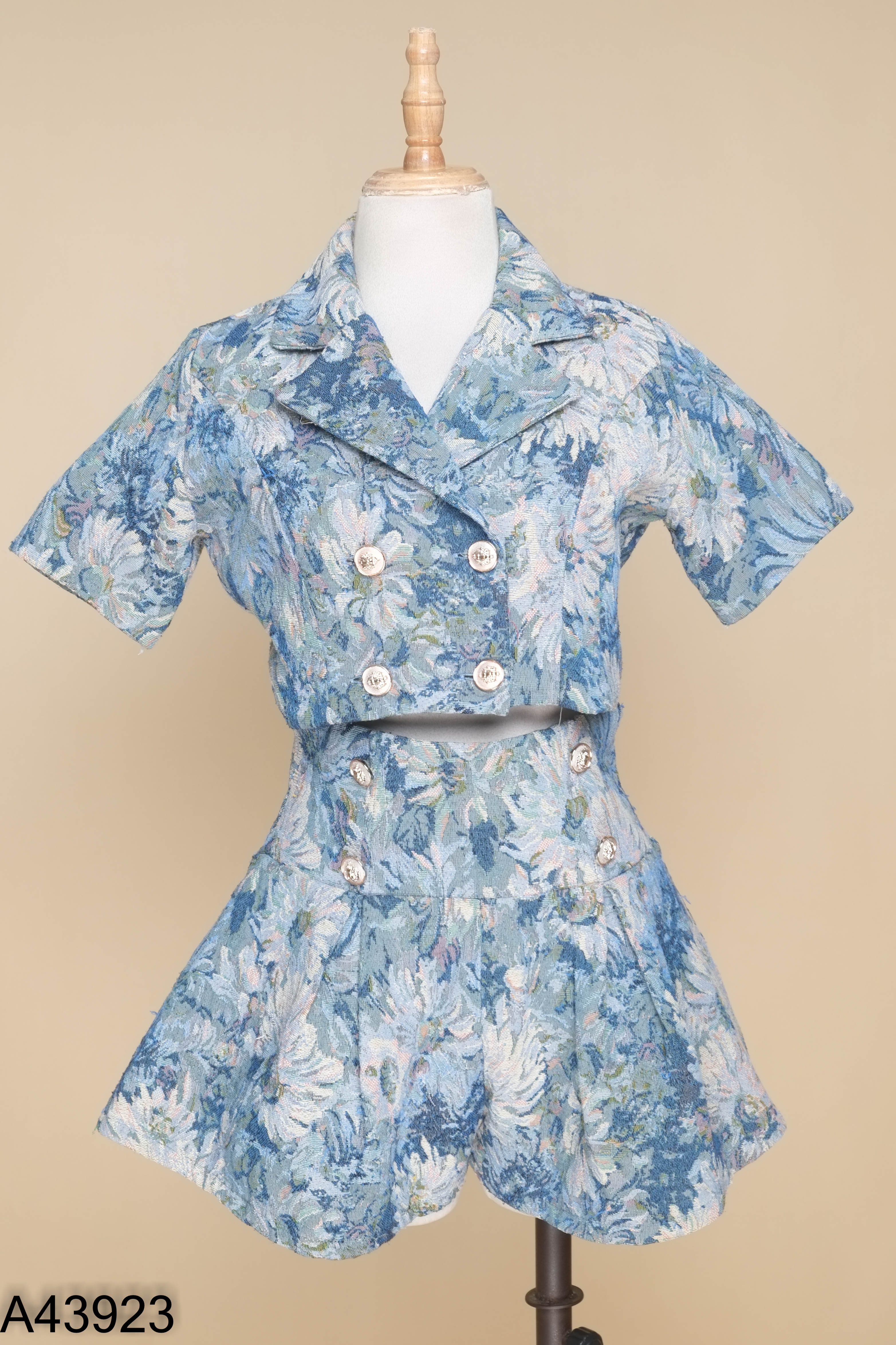 Set áo khoác dạ xanh + quần short