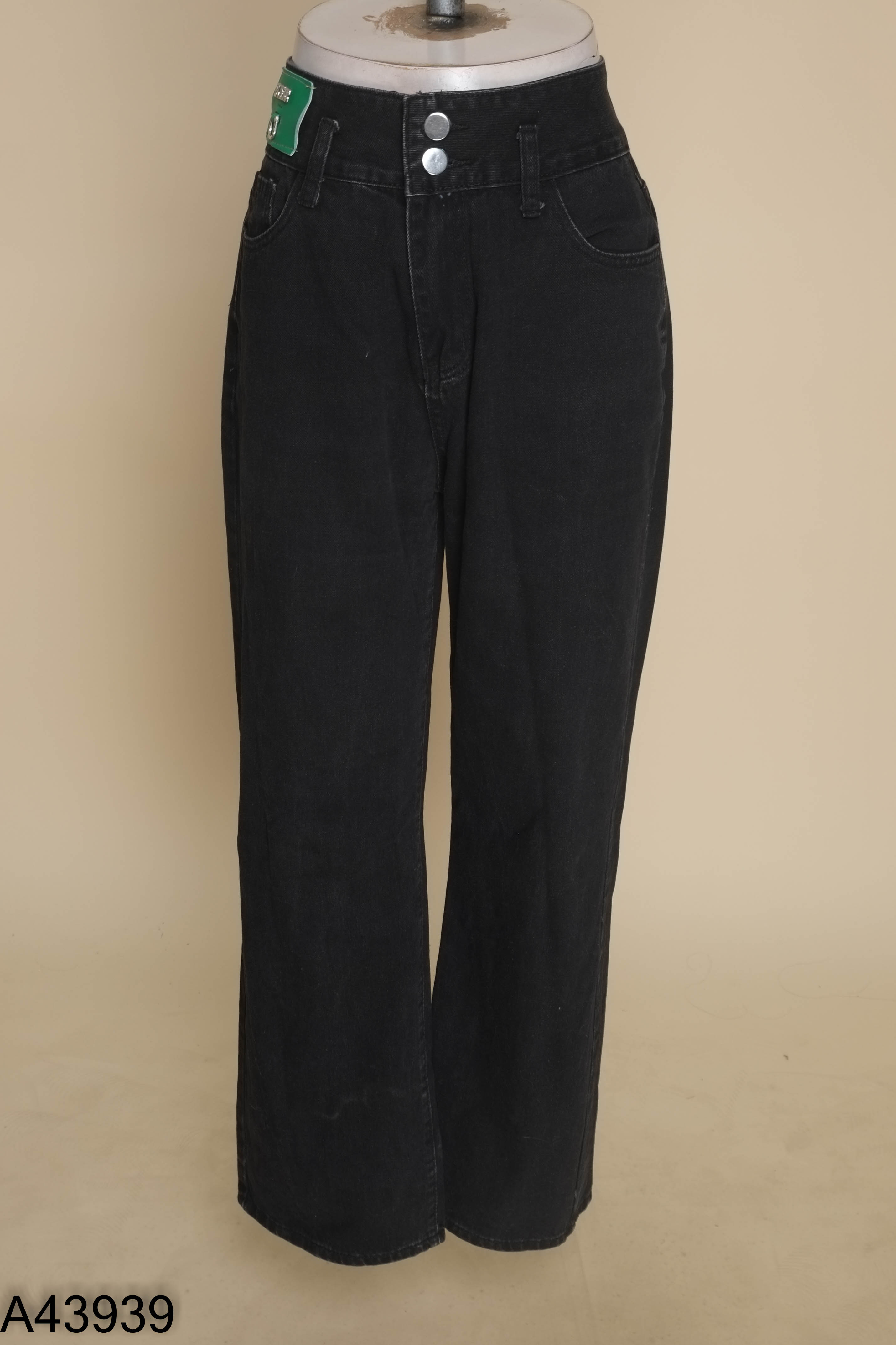 A4393910158-Quần jeans BOESS đen suông