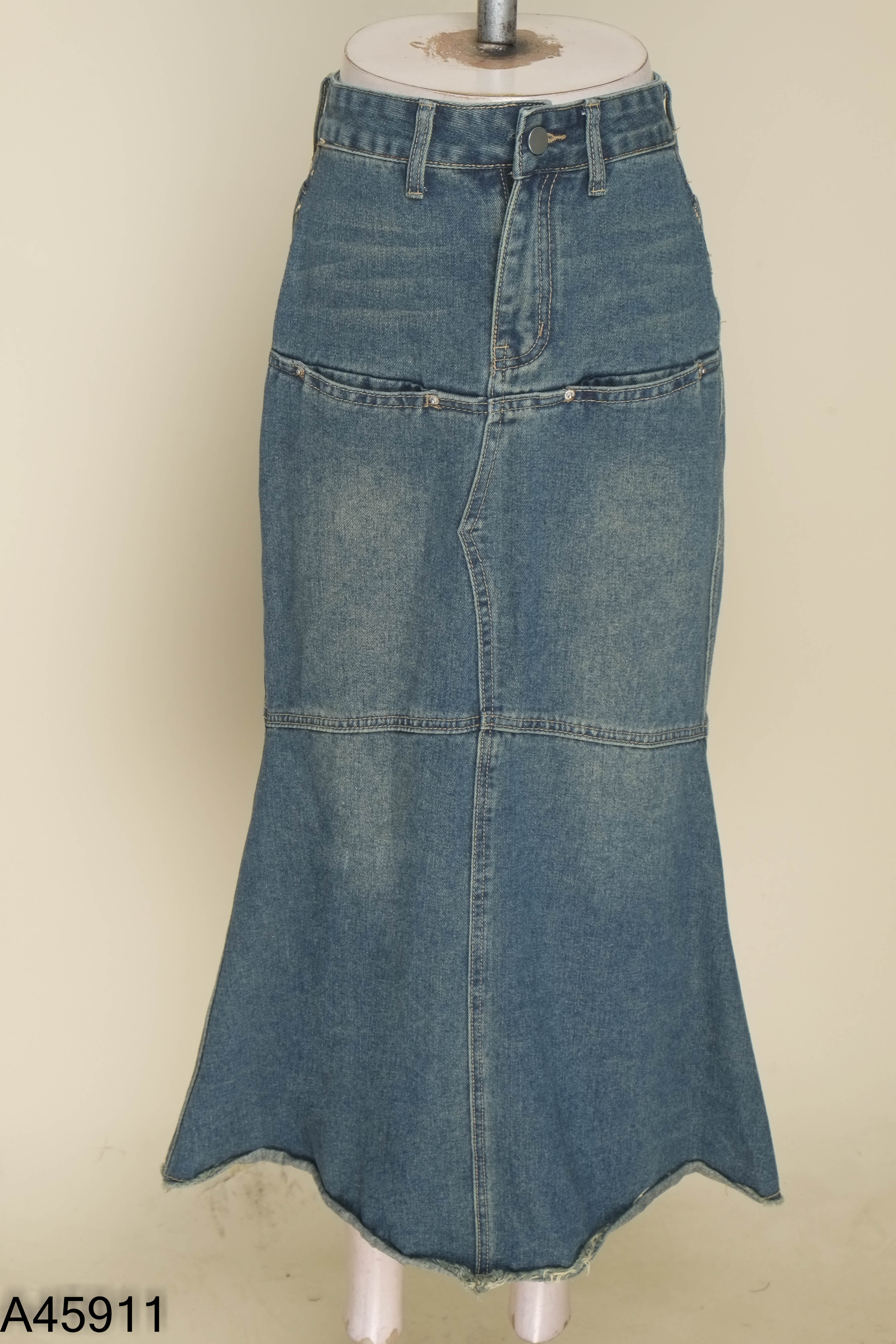 Chân váy jeans xanh dài