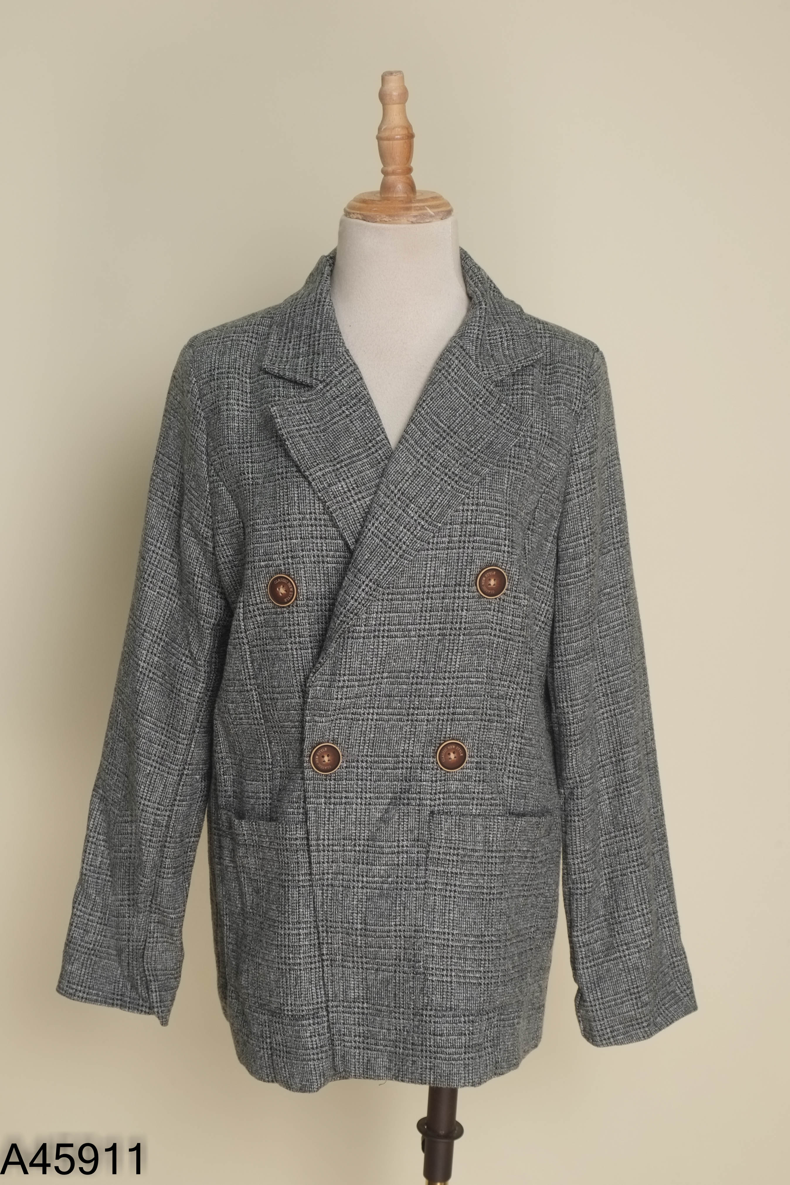 Áo khoác vest xám kẻ caro