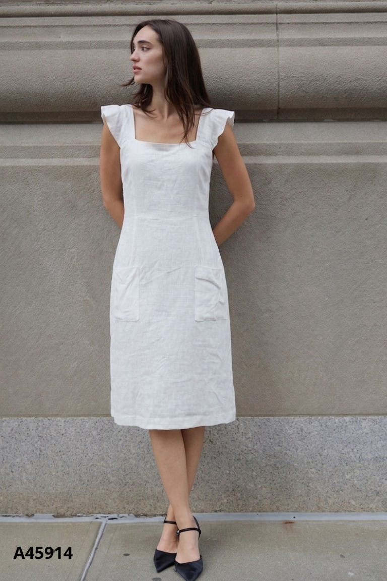 Váy linen trắng phối túi