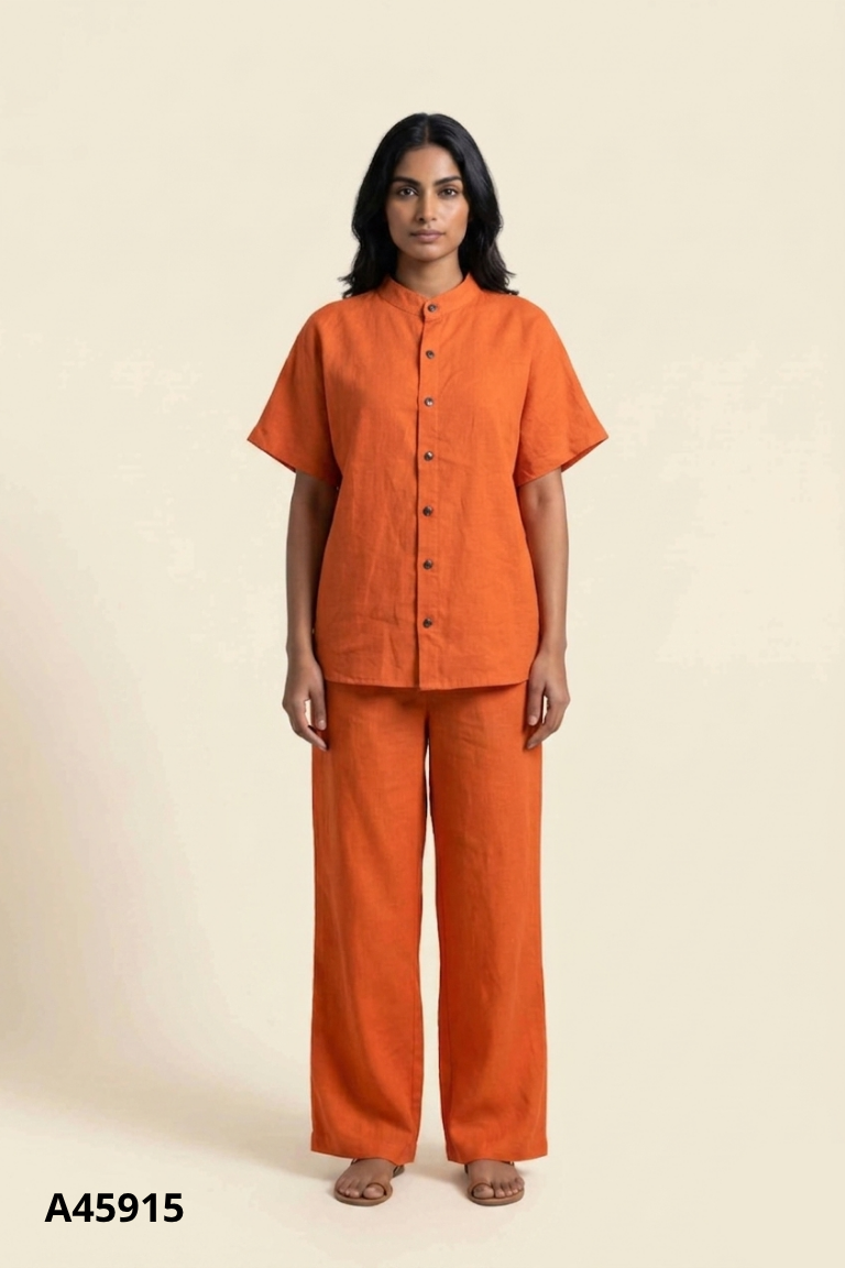 Set Áo linen đỏ cam + quần dài