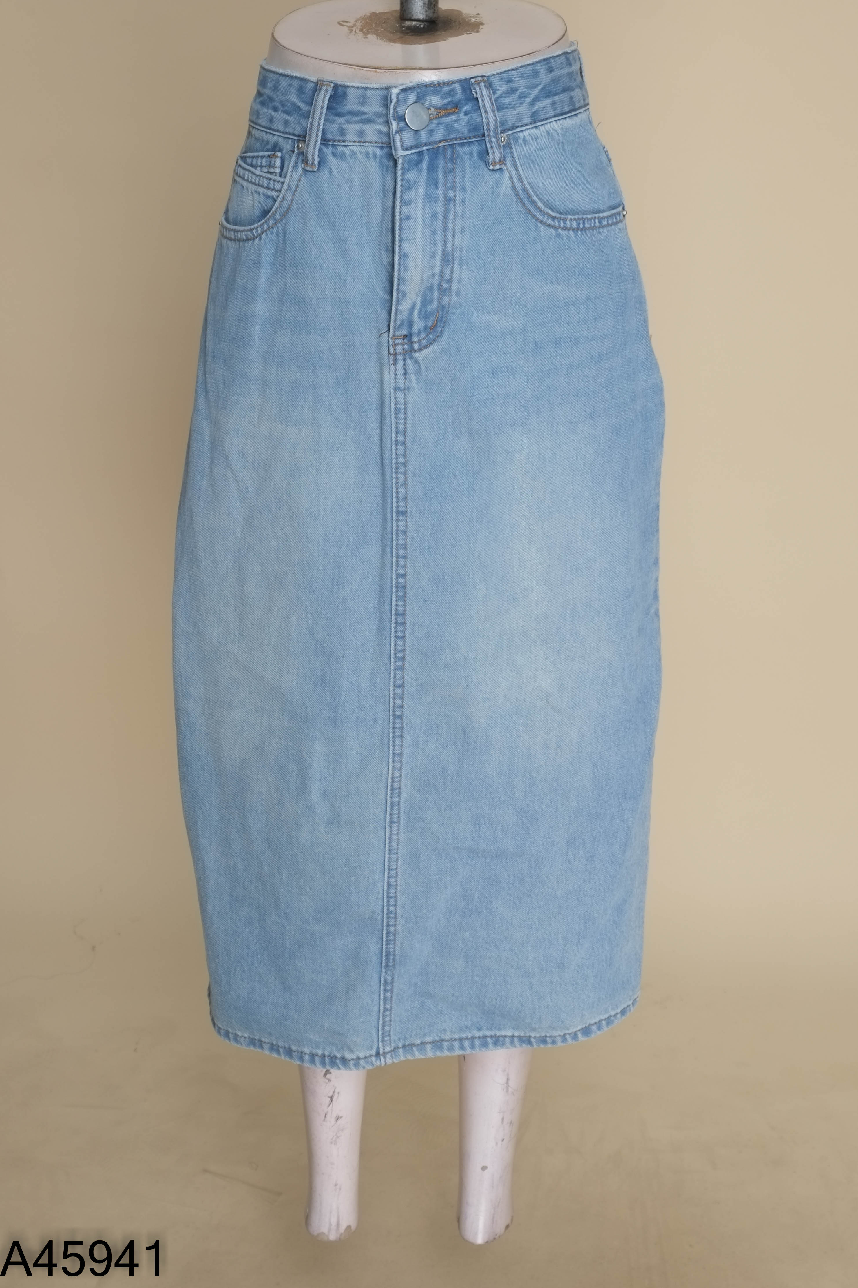 Chân váy jeans xanh bạc