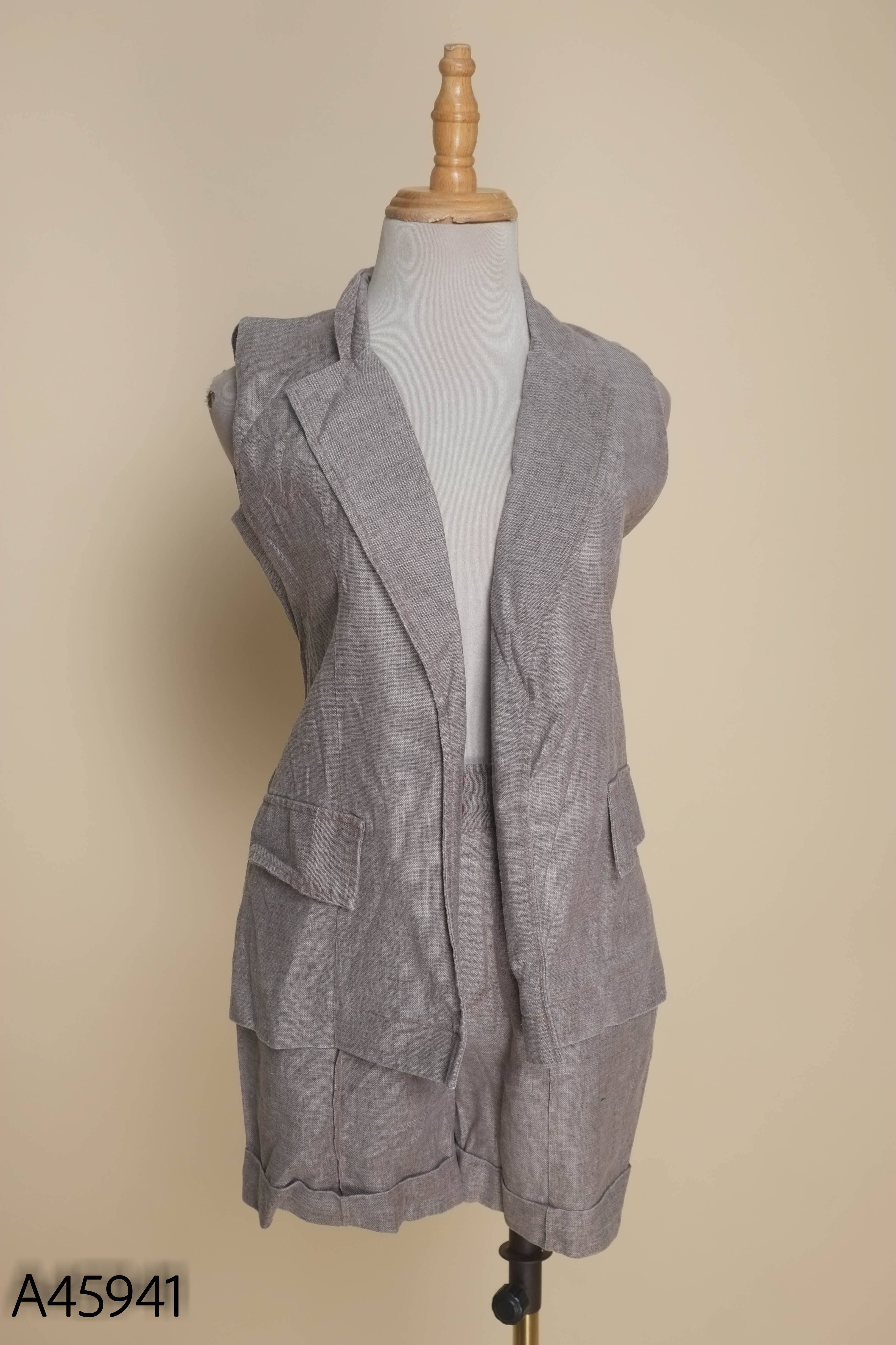SET Áo linen sát nách + quần short nâu