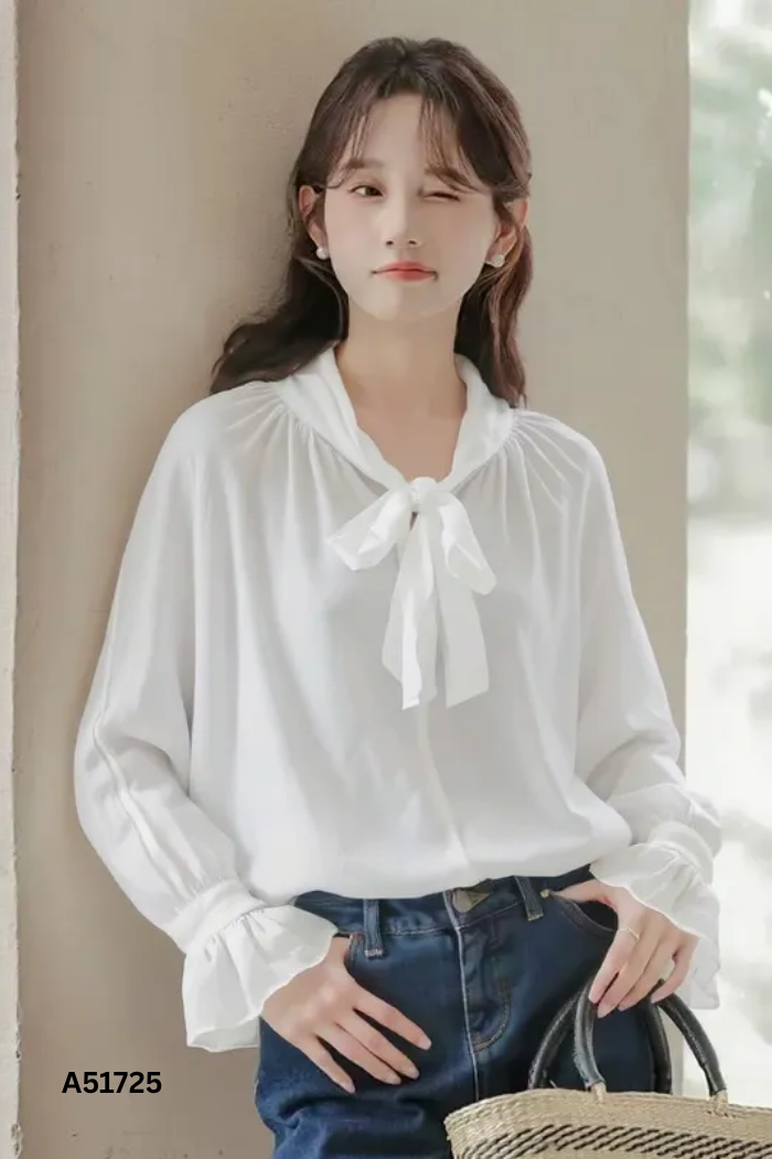 Áo trắng buộc nơ