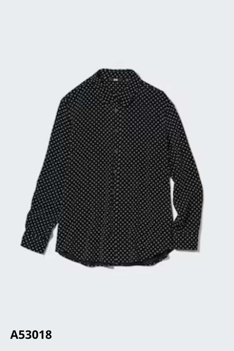 Áo sơ mi UNIQLO đen chấm bi