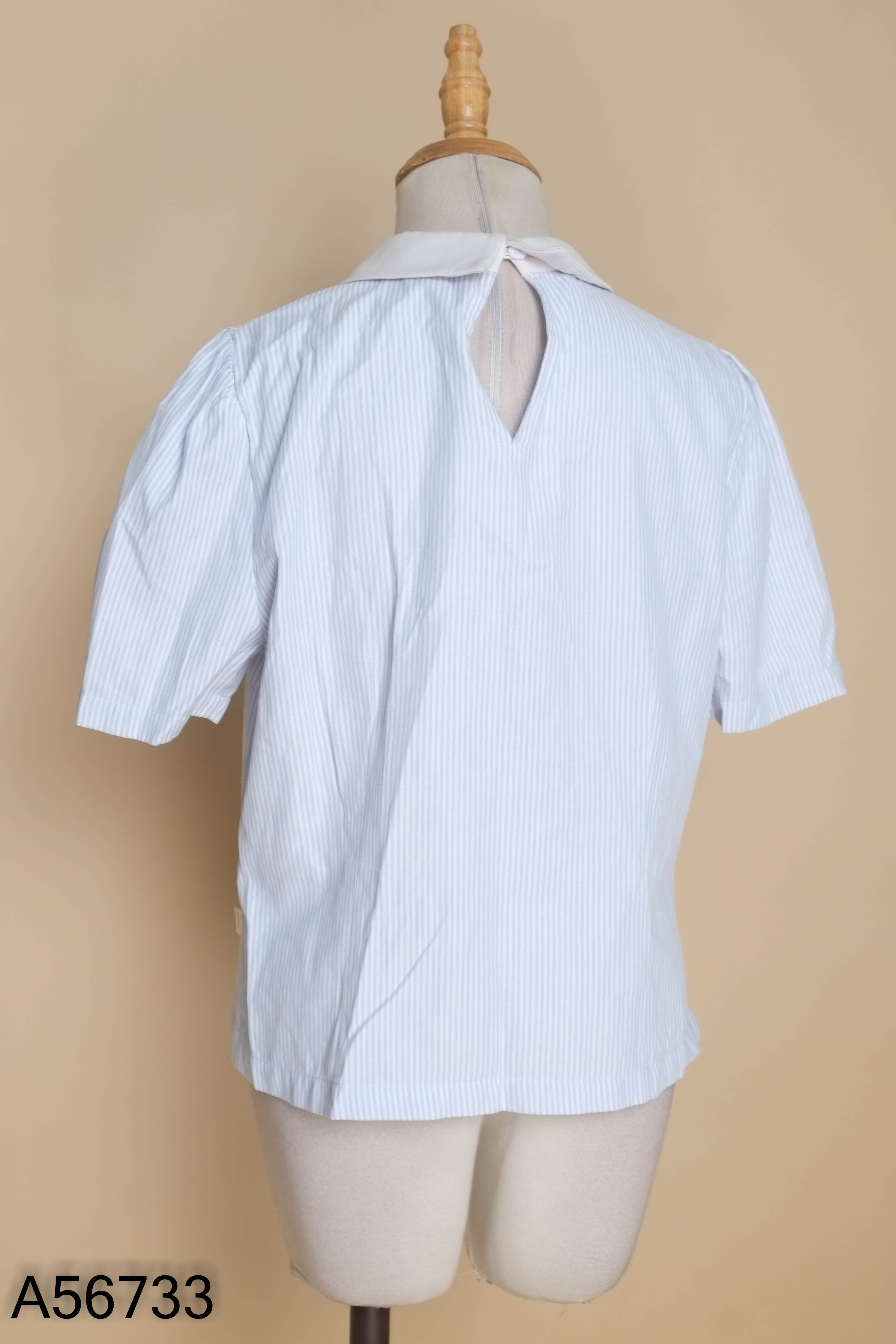 Áo CHARME STORE xanh kẻ cổ trắng