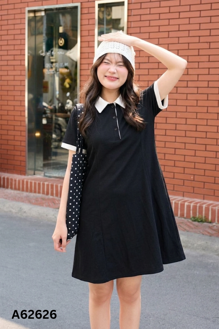 Váy ALMAZ đen cổ be