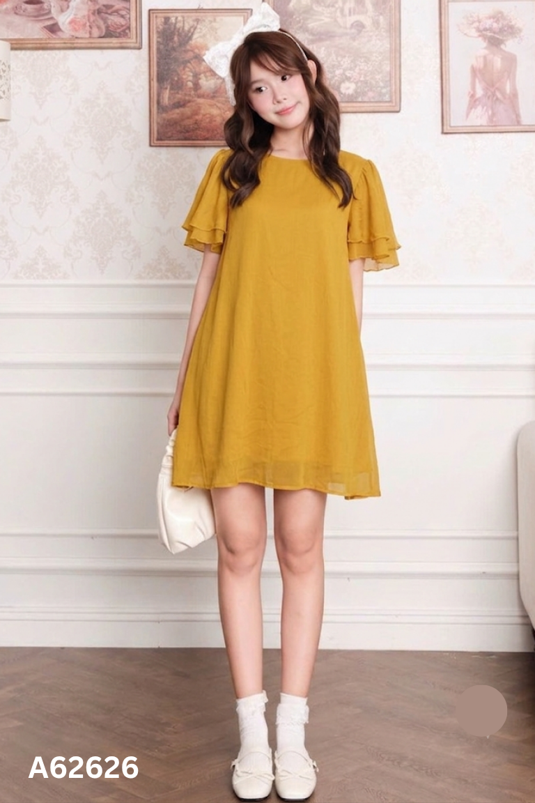 Váy chiffon vàng suông
