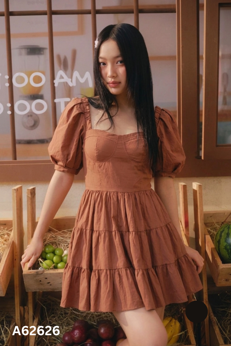 Váy M.P.B babydoll nâu có mút ngực
