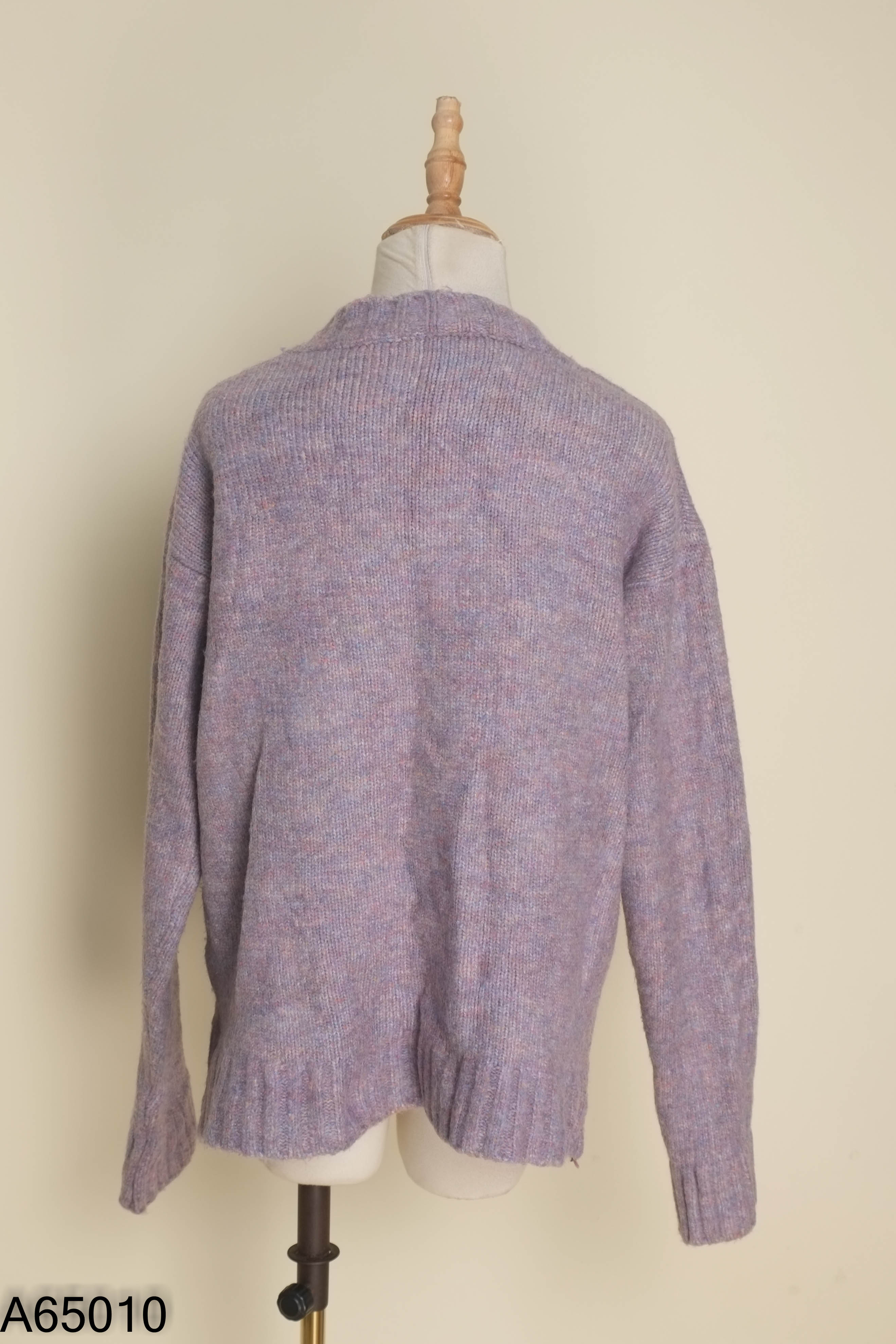 Áo len cardigan tím mix màu