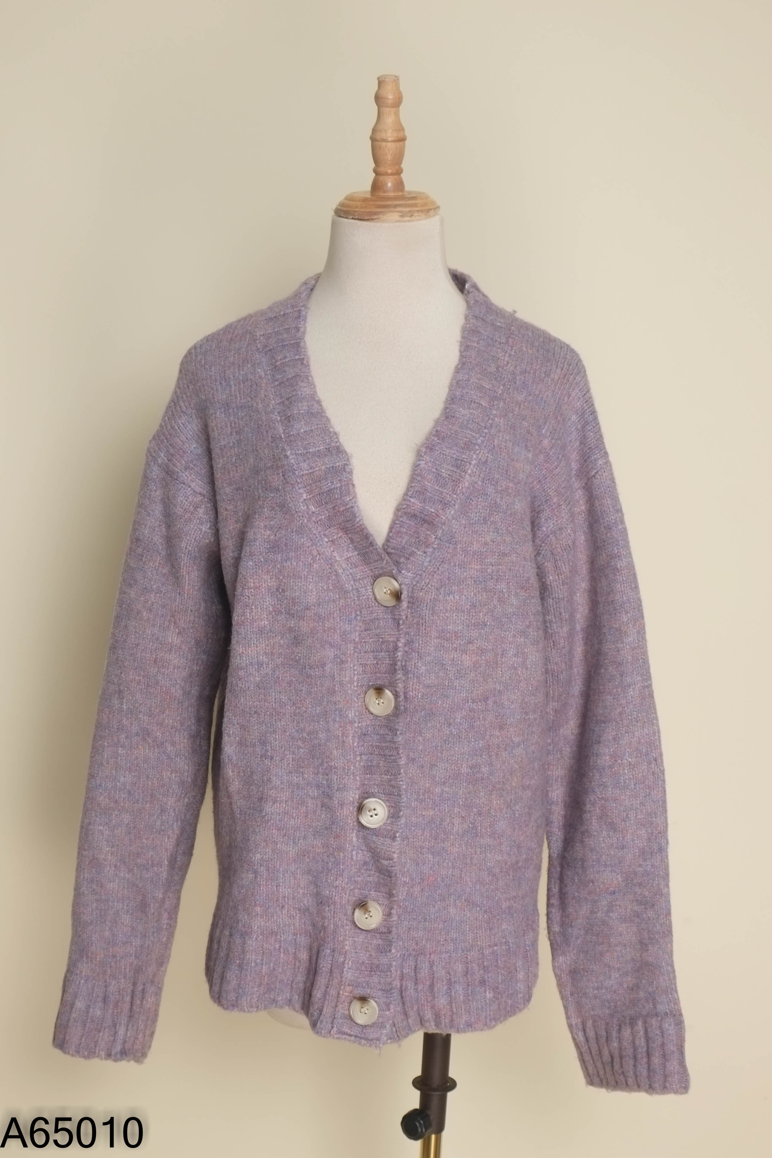 Áo len cardigan tím mix màu
