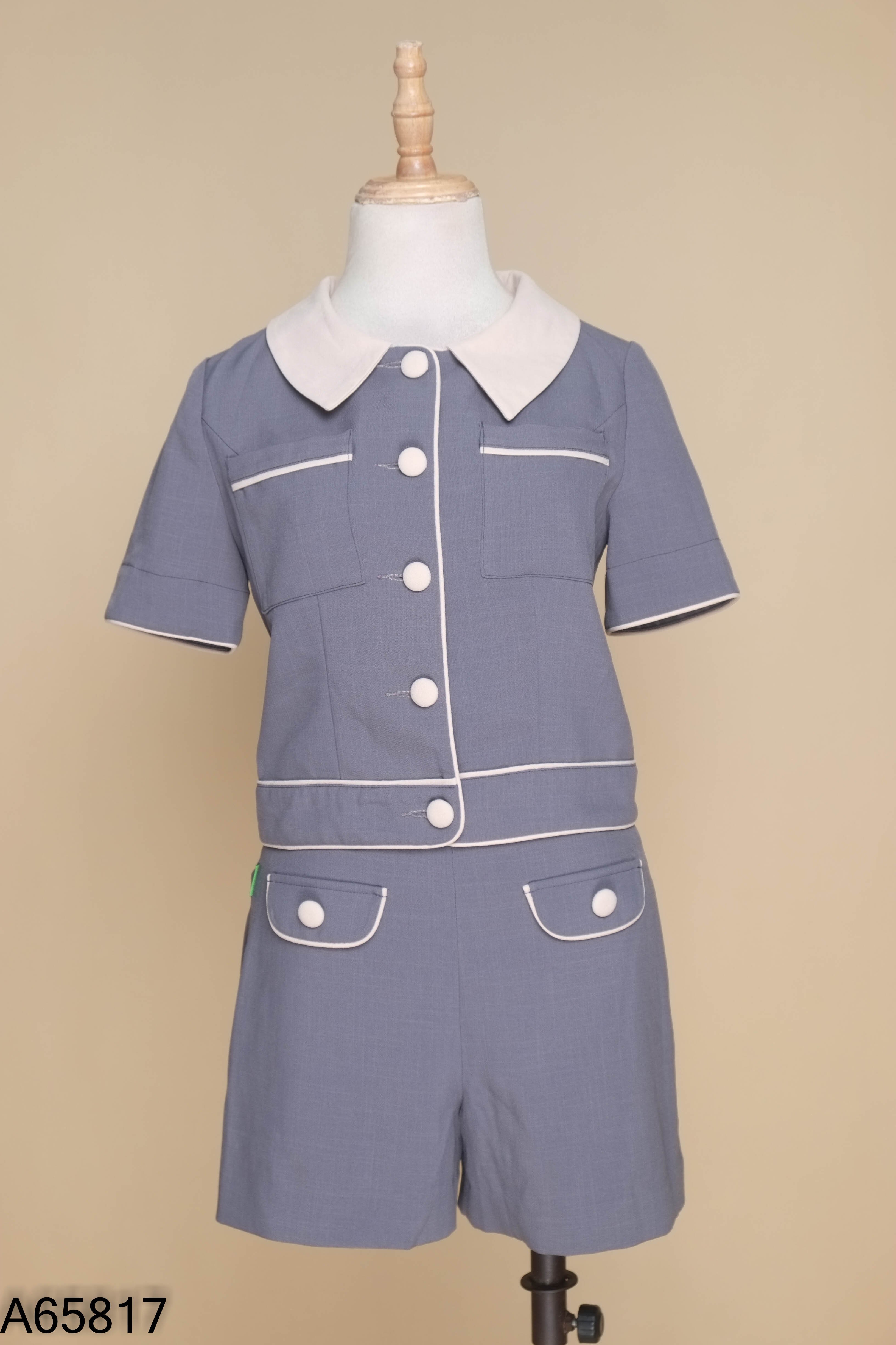 Set YOSHINOHANA xanh phối be áo + quần shorts