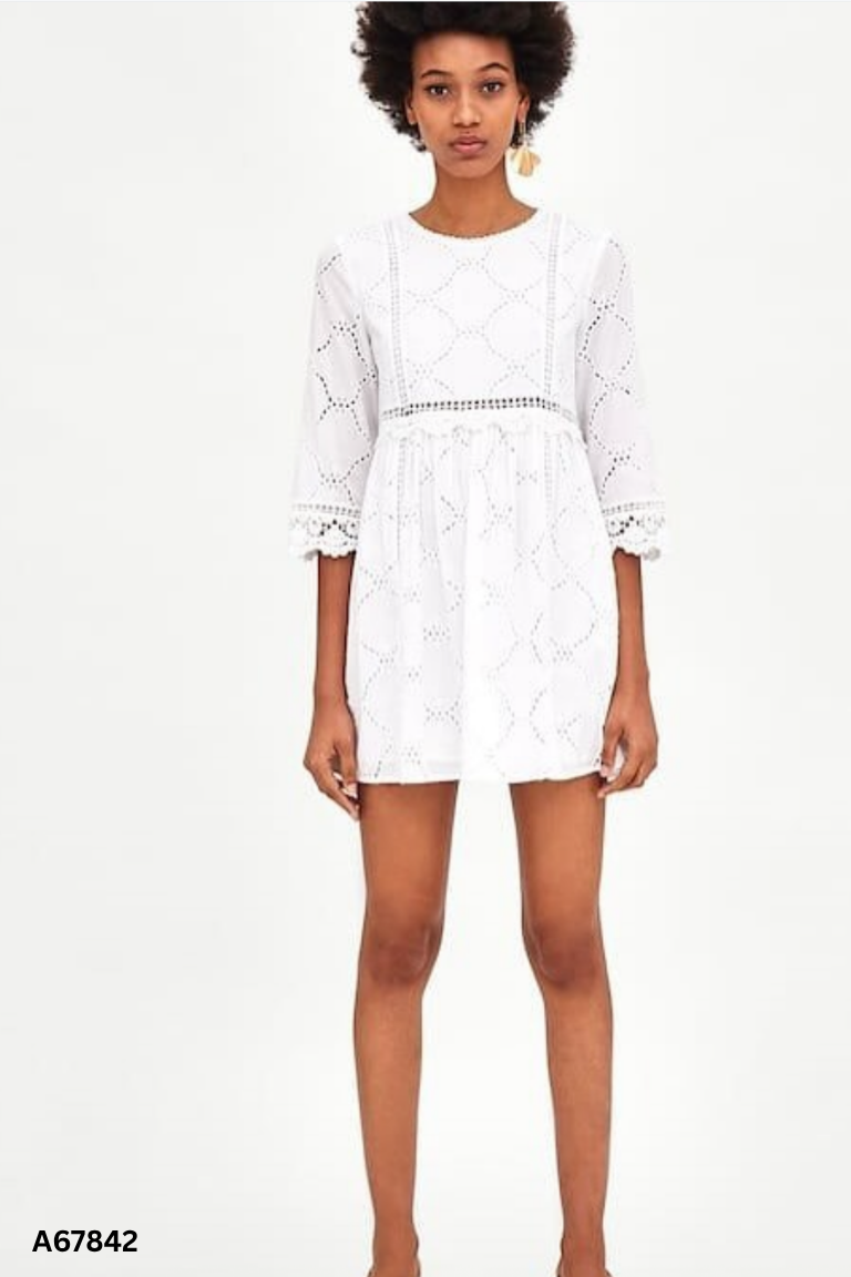 Váy ren trắng ZARA tay lửng