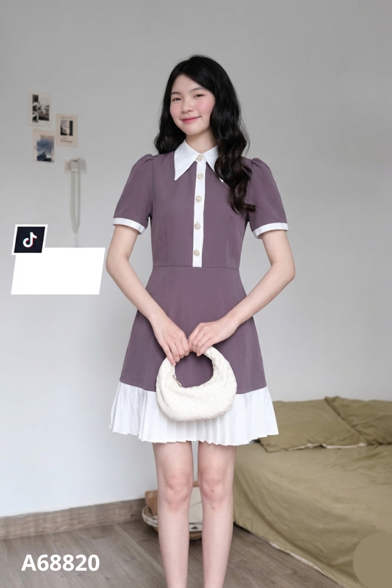 Váy CCHAT xám mix trắng