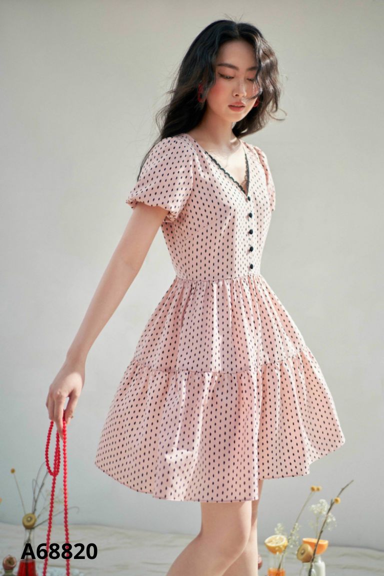Váy ADORE DRESS hồng chấm bi