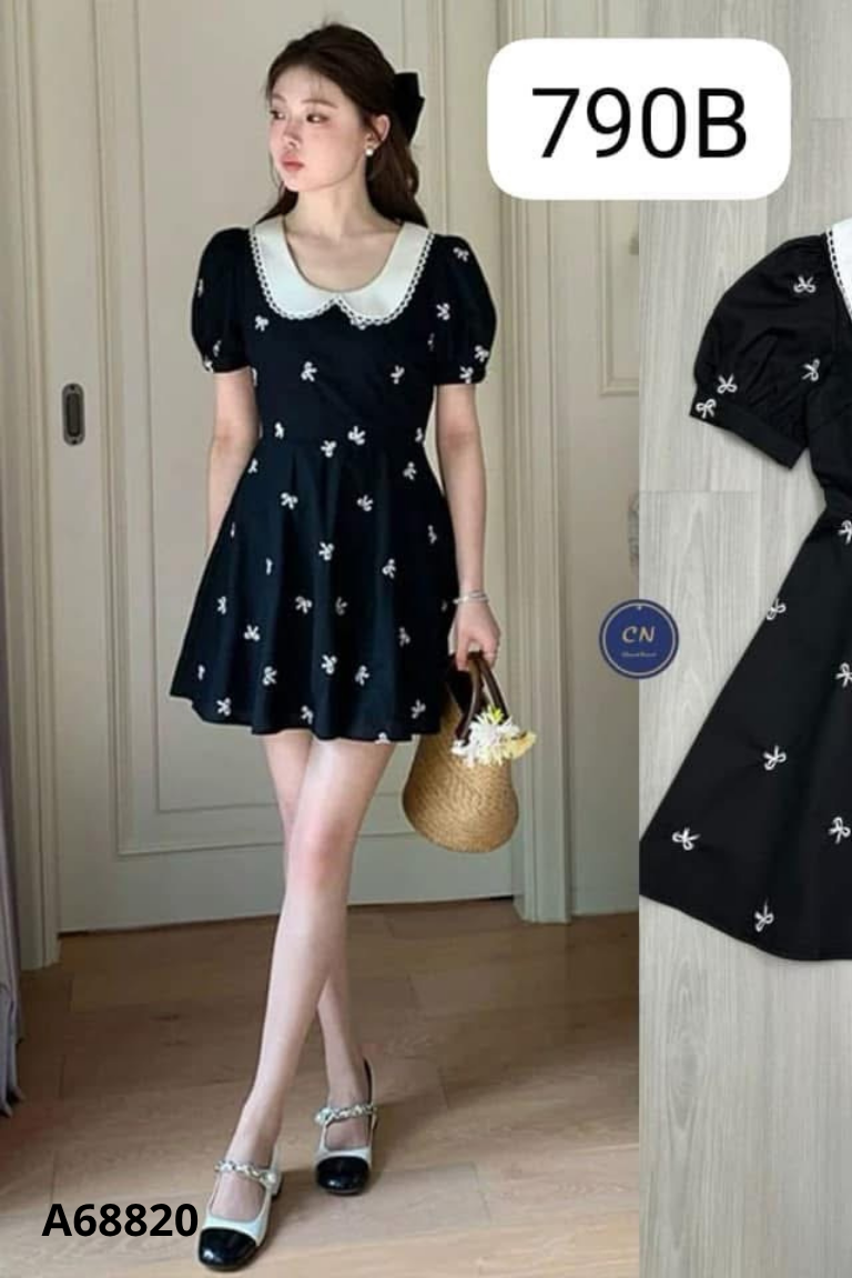 Váy đen họa tiết nơ
