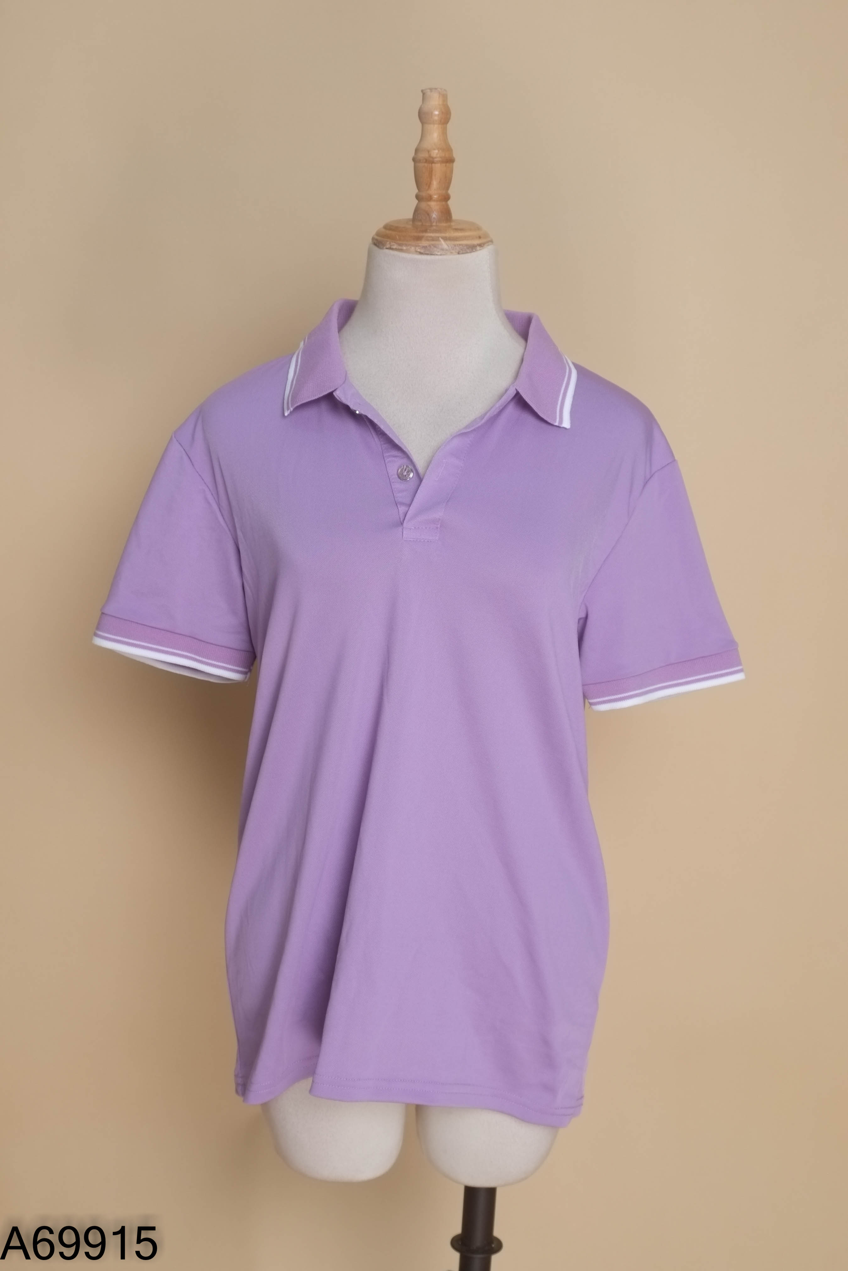 Áo polo tím YODY viền trắng