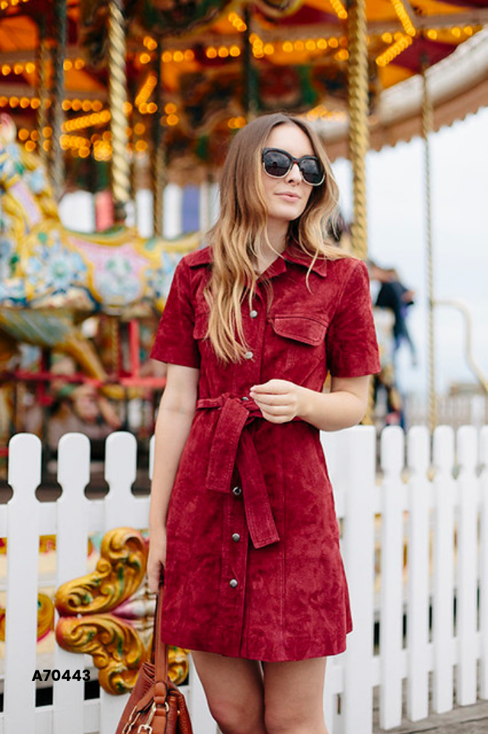 Váy sơ mi ASOS nhung đỏ