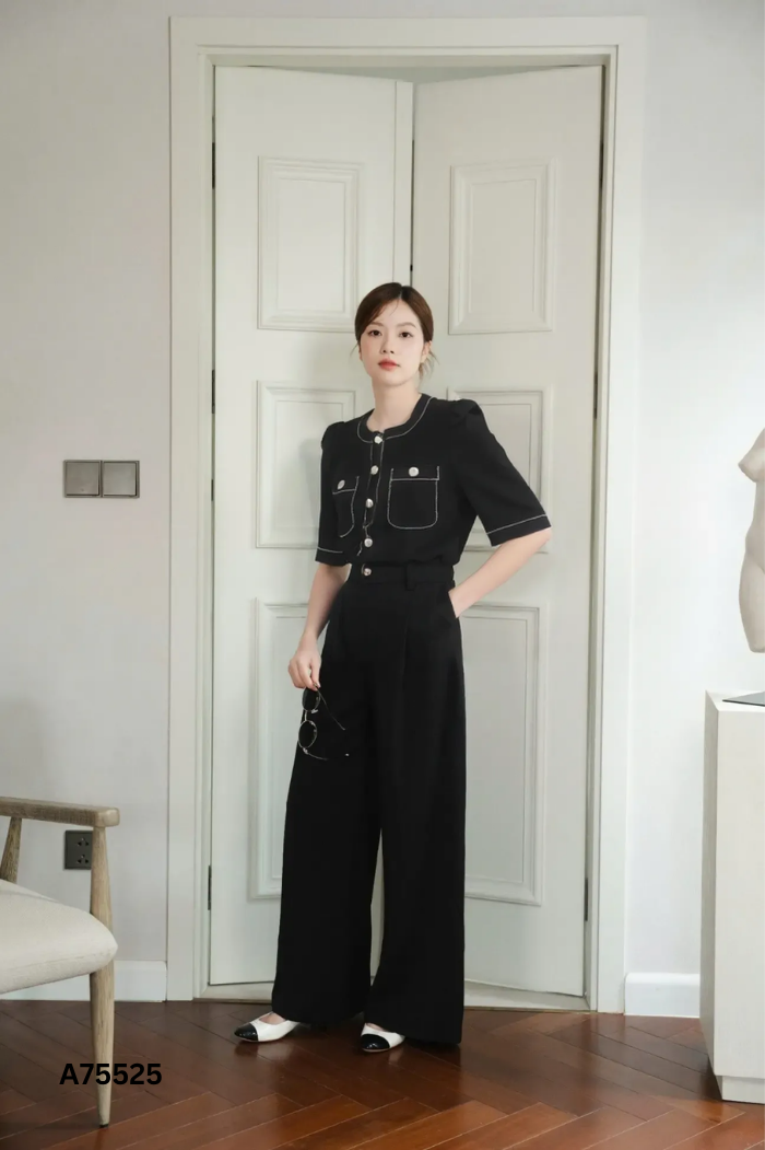 Áo đen CALIE HOUSE phối cúc