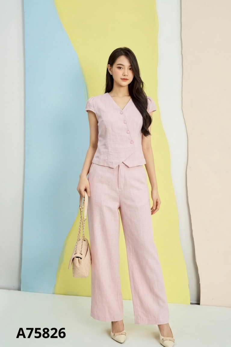 Set hồng sát nách+quần