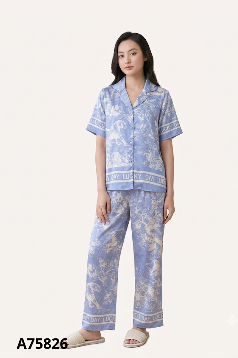 NEWTAG set lụa tím+quần dài