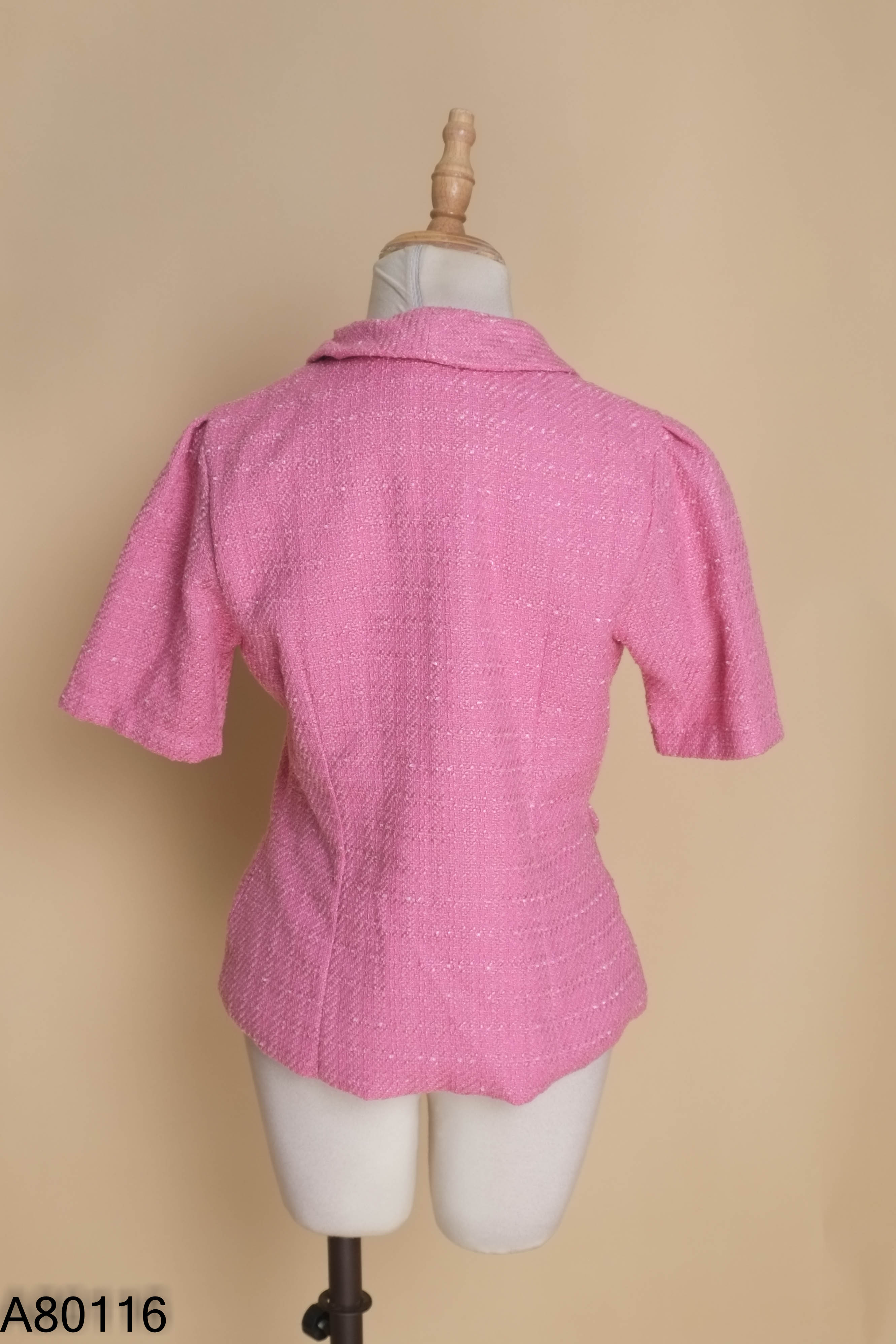 Áo khoác dạ len hồng kiểu vest