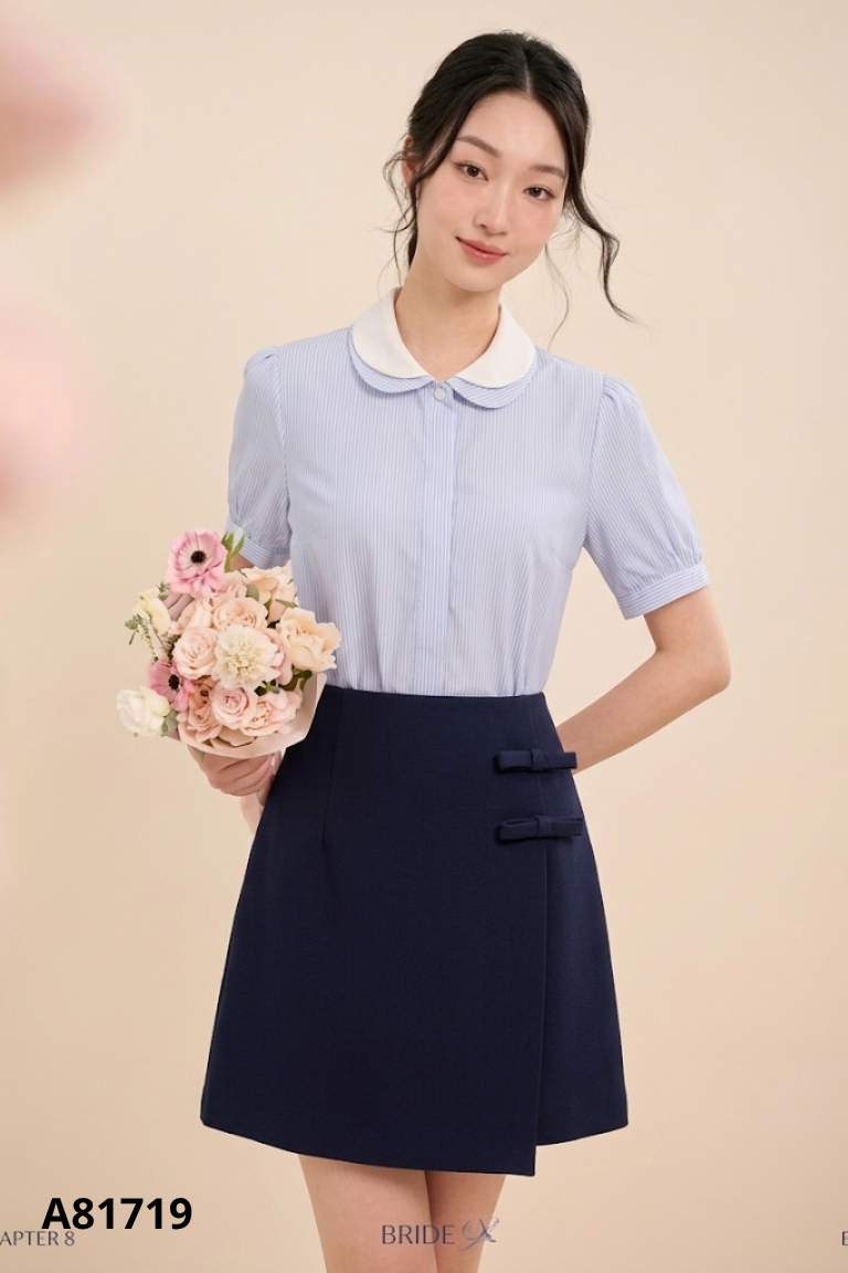 Chân váy xanh than BEAUTE BY V vạt nơ
