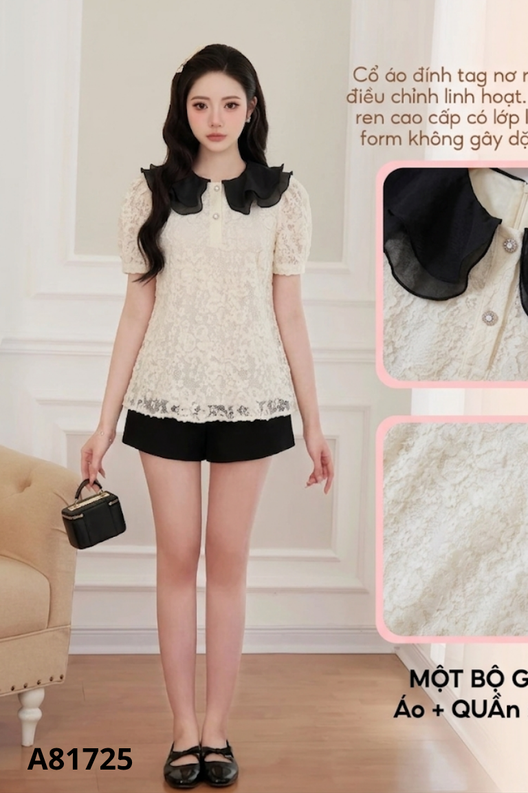 Áo ren be DAISY cổ đen