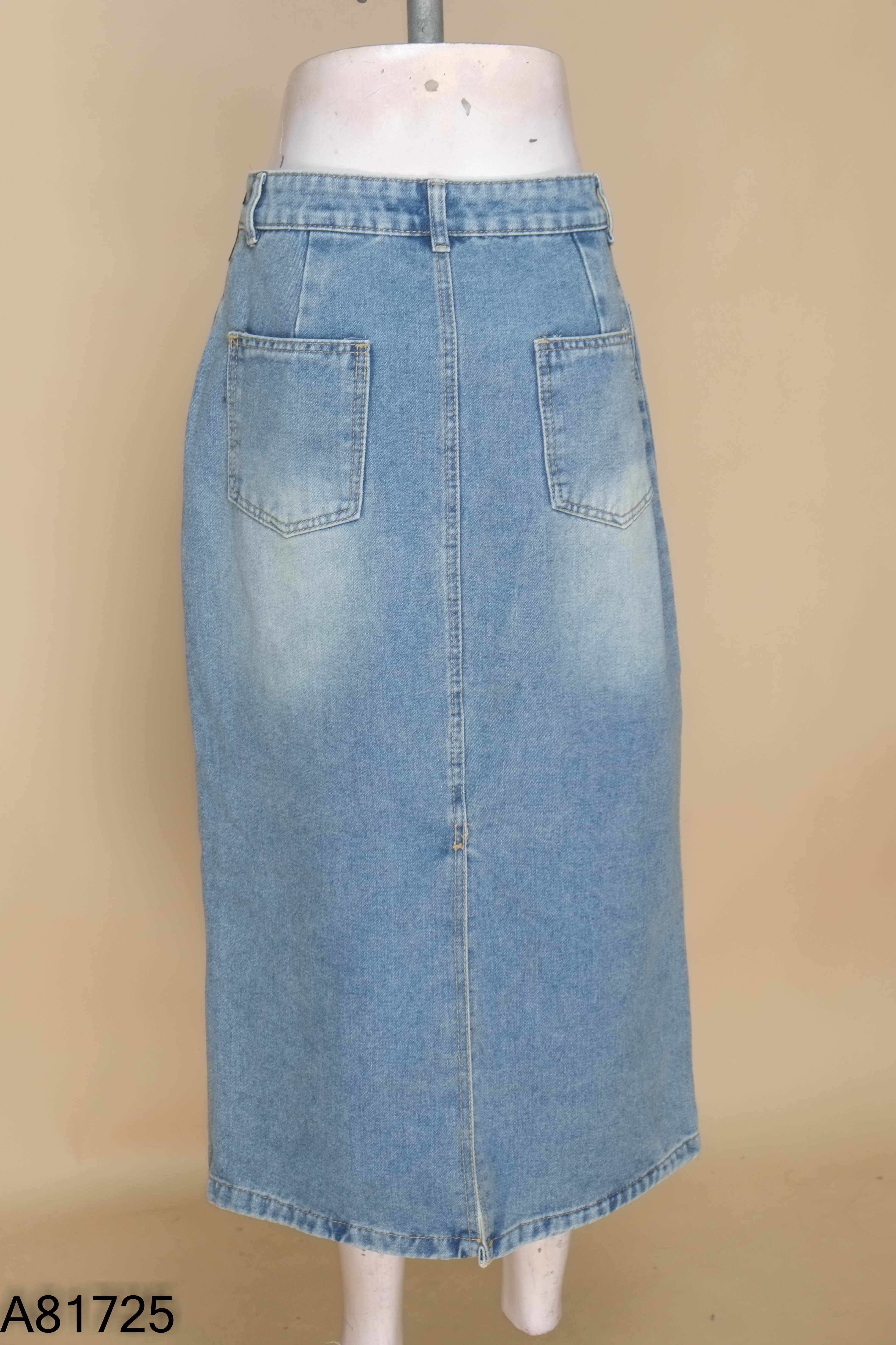 Chân váy jeans xanh trơn