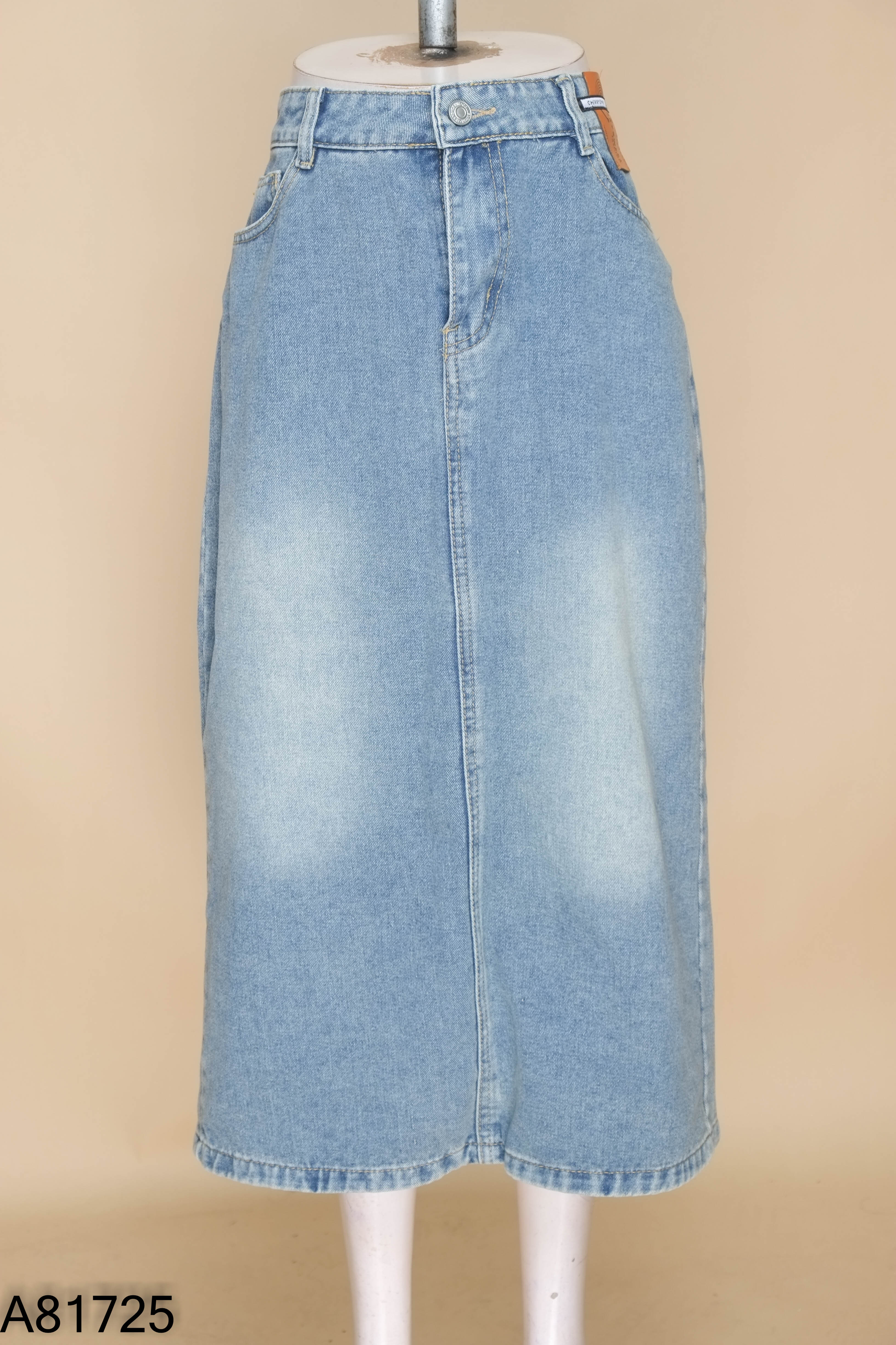 Chân váy jeans xanh trơn
