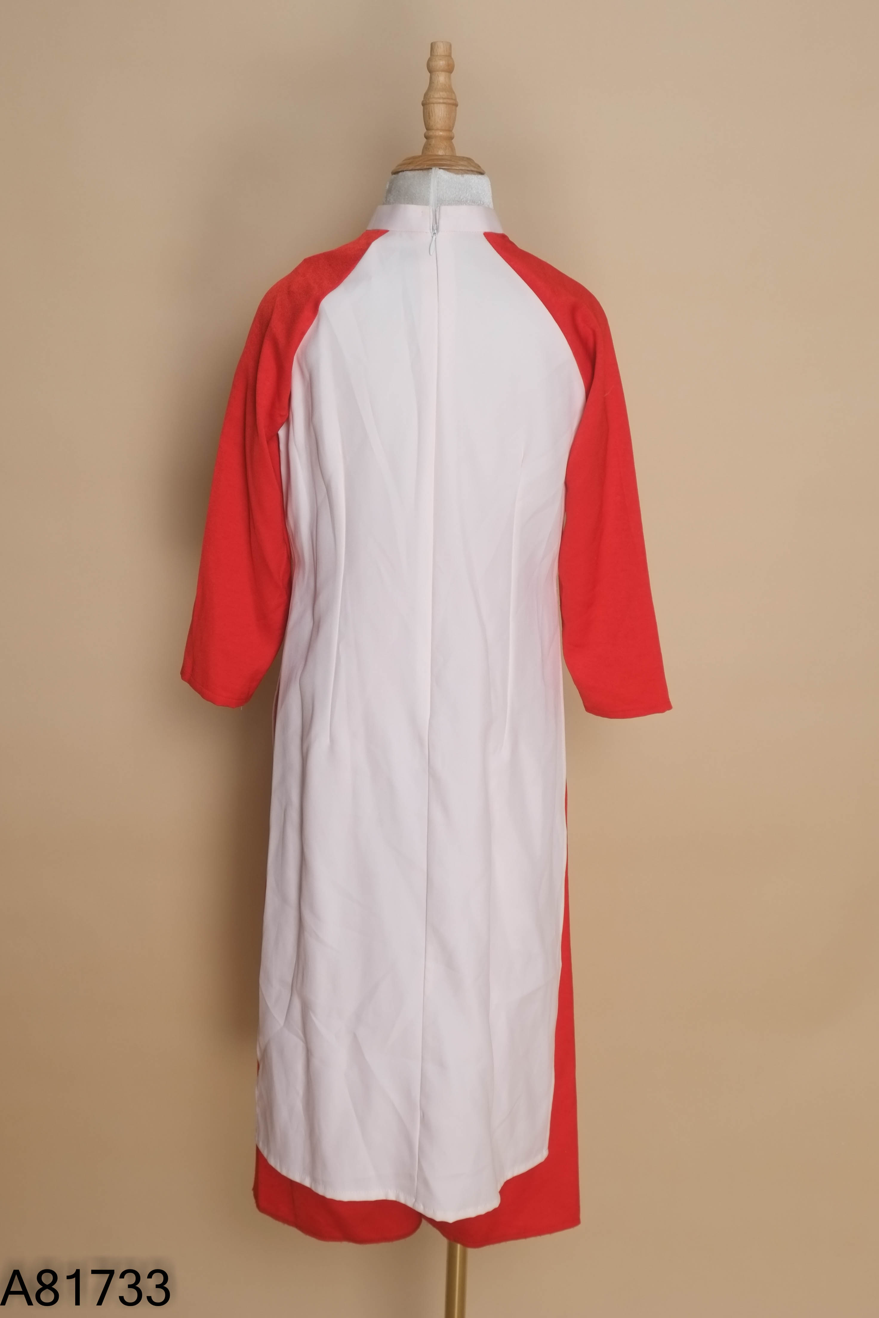 Set áo dài đỏ in hoa + Quần dài đỏ