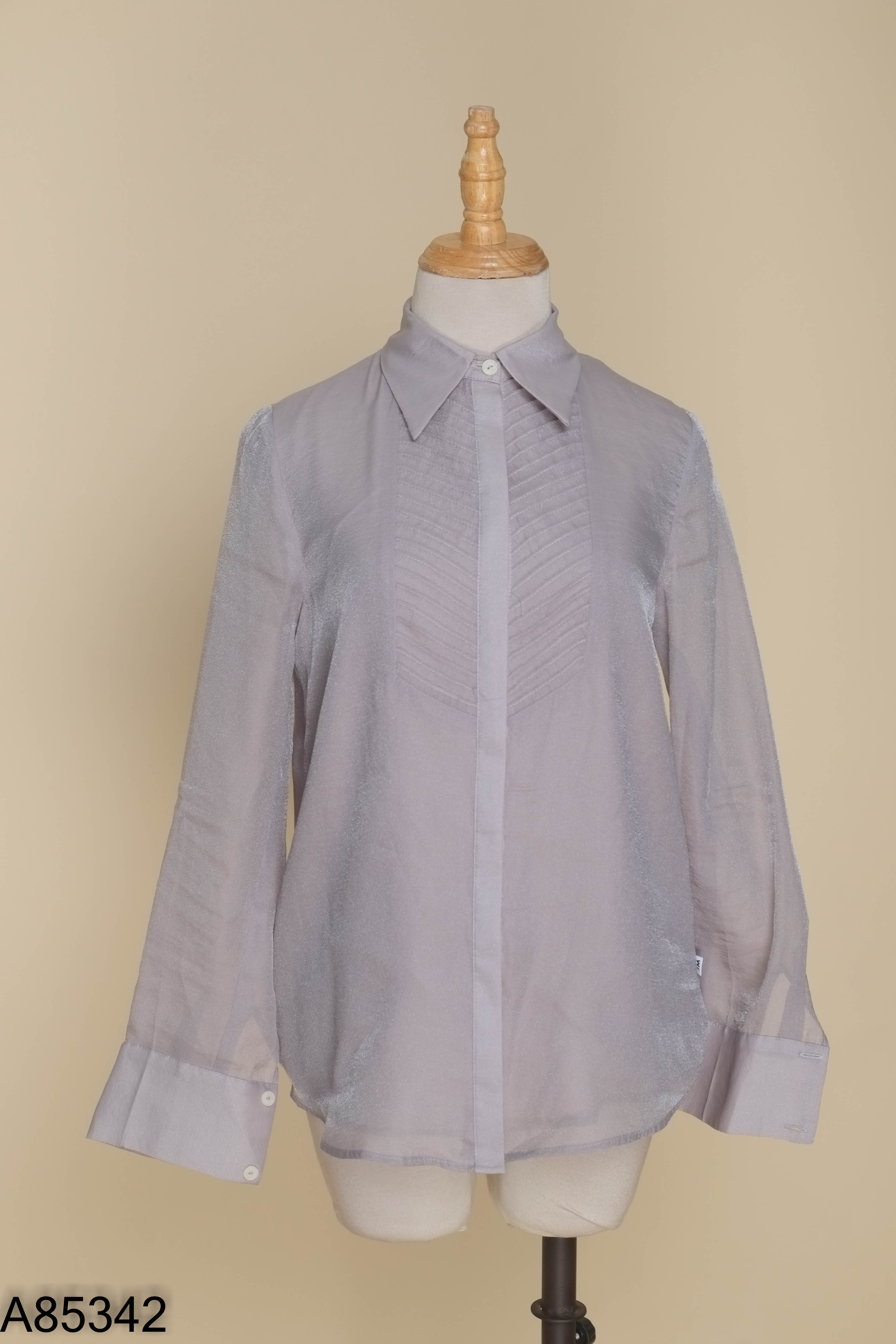 Áo voan ghi JM DRESS dài tay