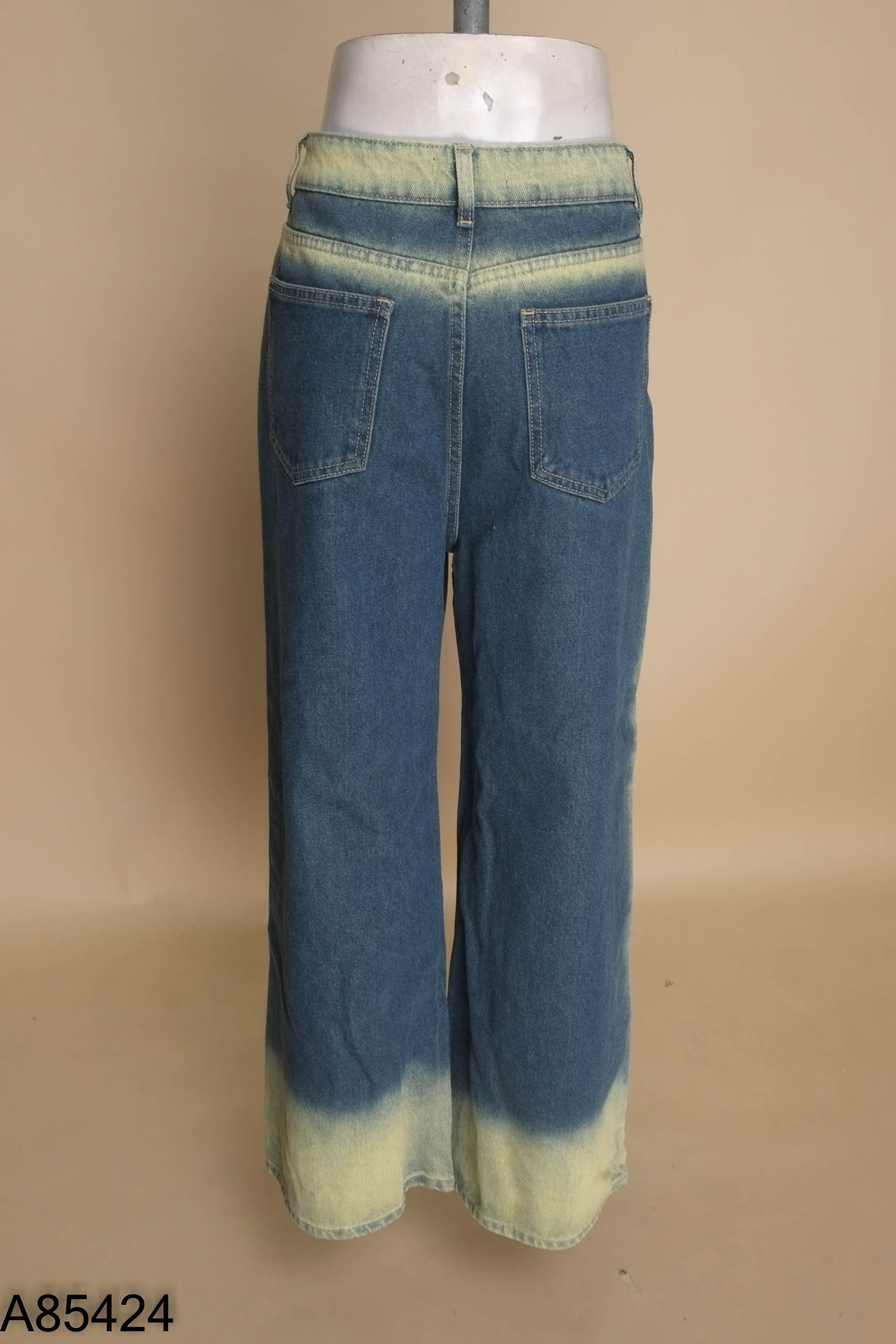 Quần DMC jeans xanh loang vàng