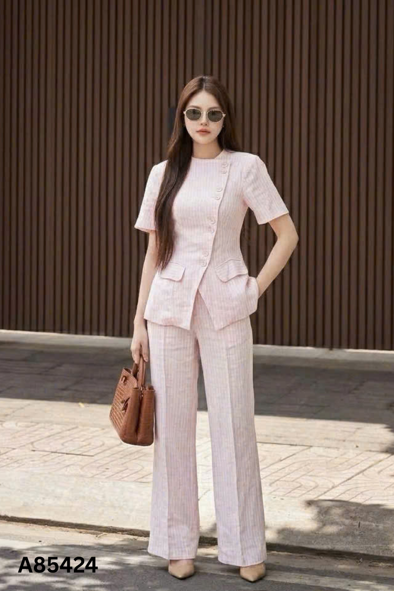 Set ME DESIGN linen be sọc áo kiểu + quần