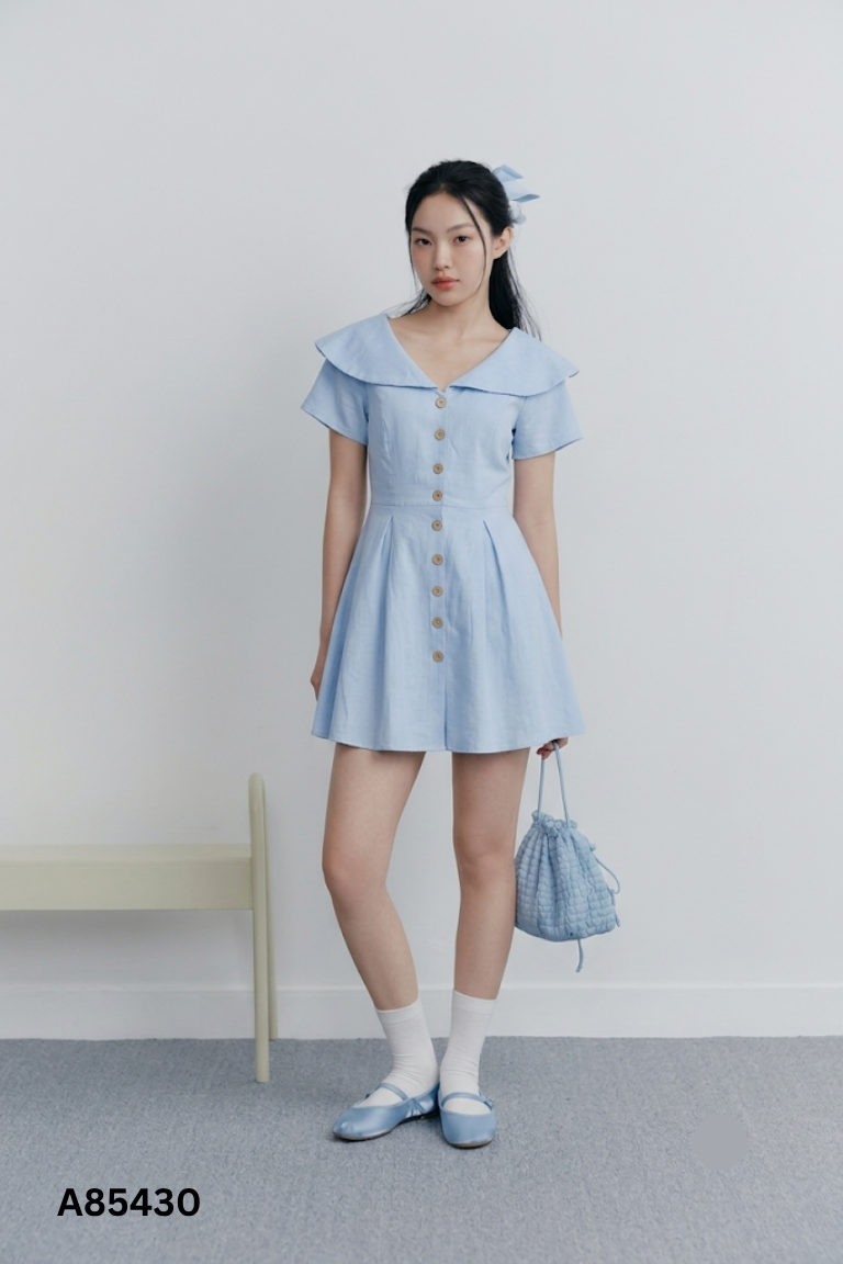 Váy xanh MAYBI phối cúc