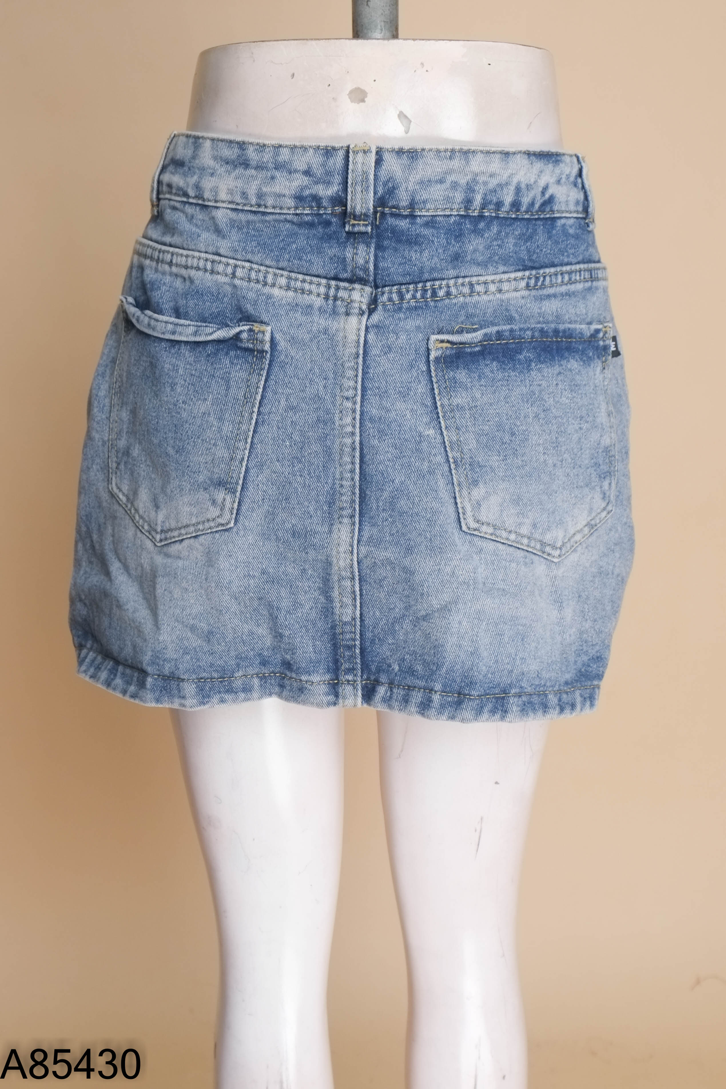 Chân váy jeans xanh trơn