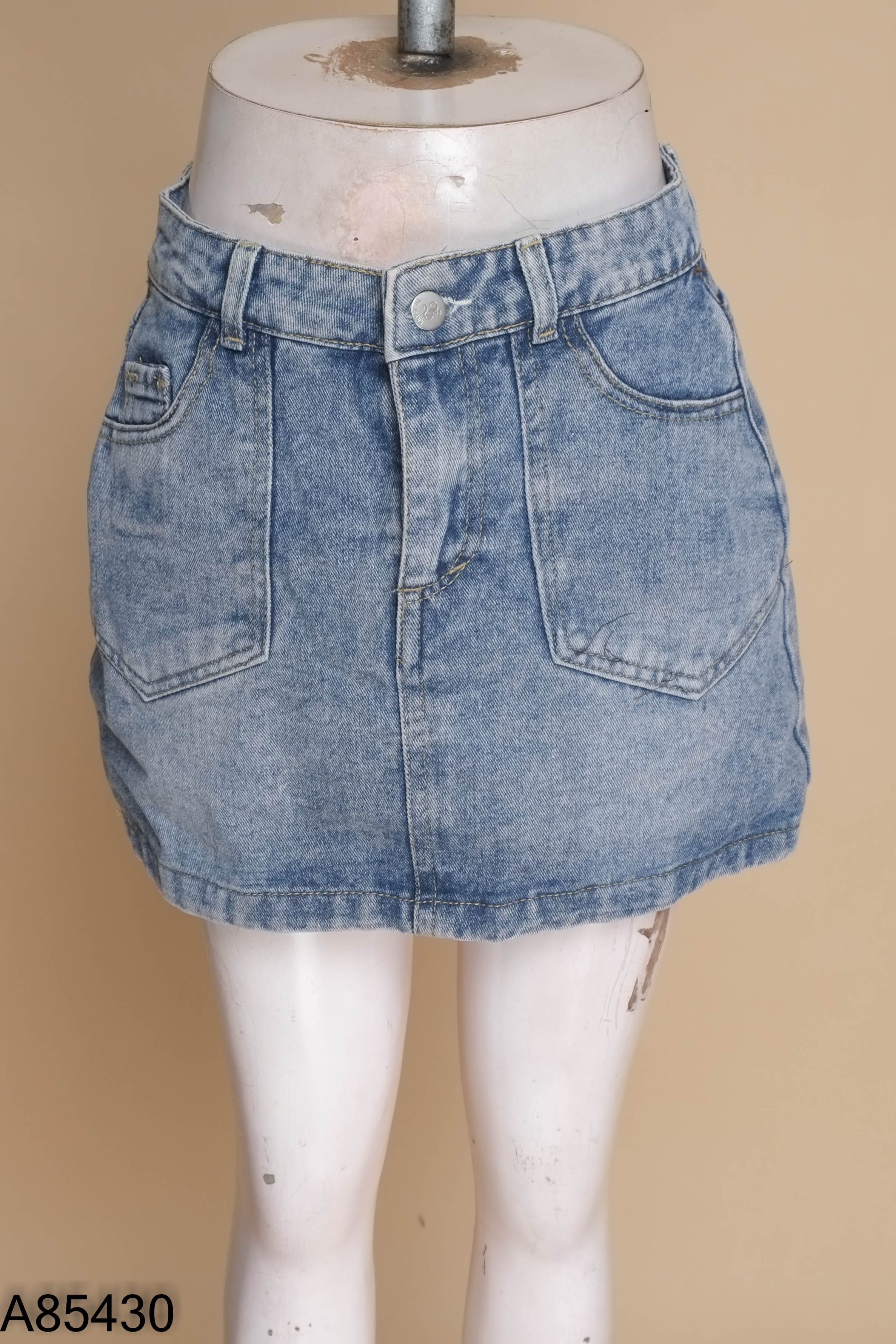 Chân váy jeans xanh trơn