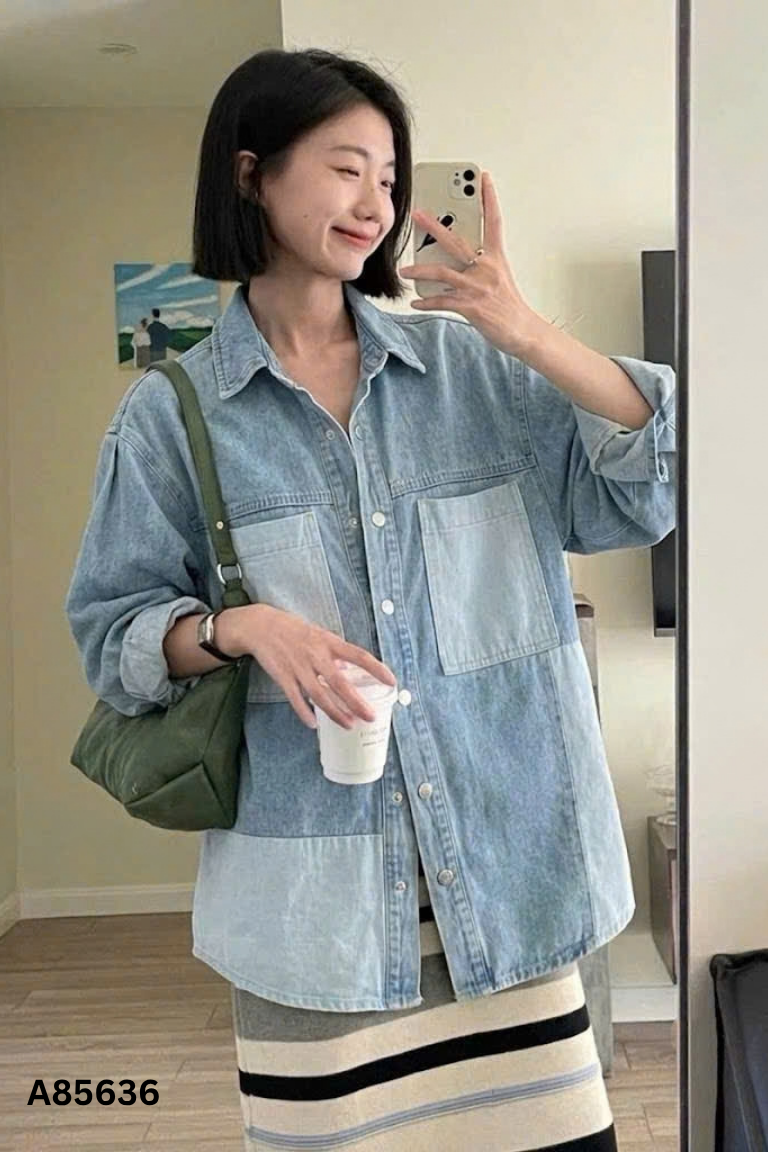 NEWTAG áo jean xanh nhạt