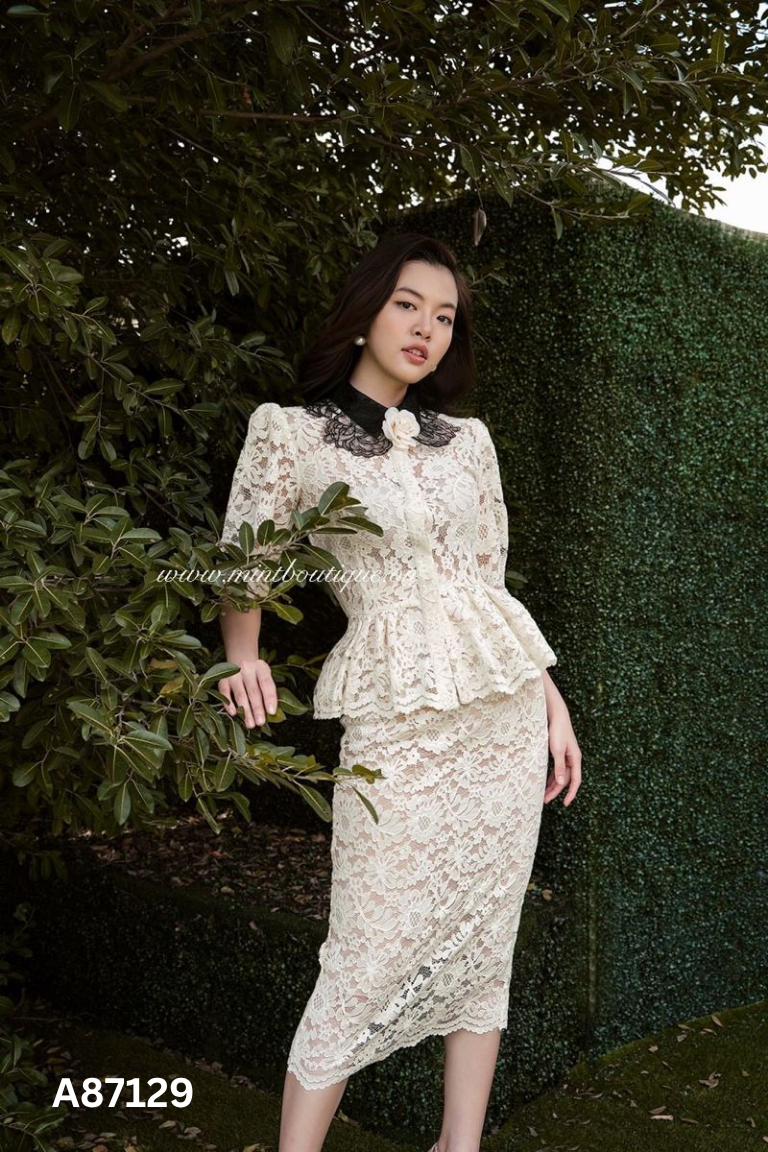 NEWTAG Váy LINH CHI HOUSE ren be phối đen